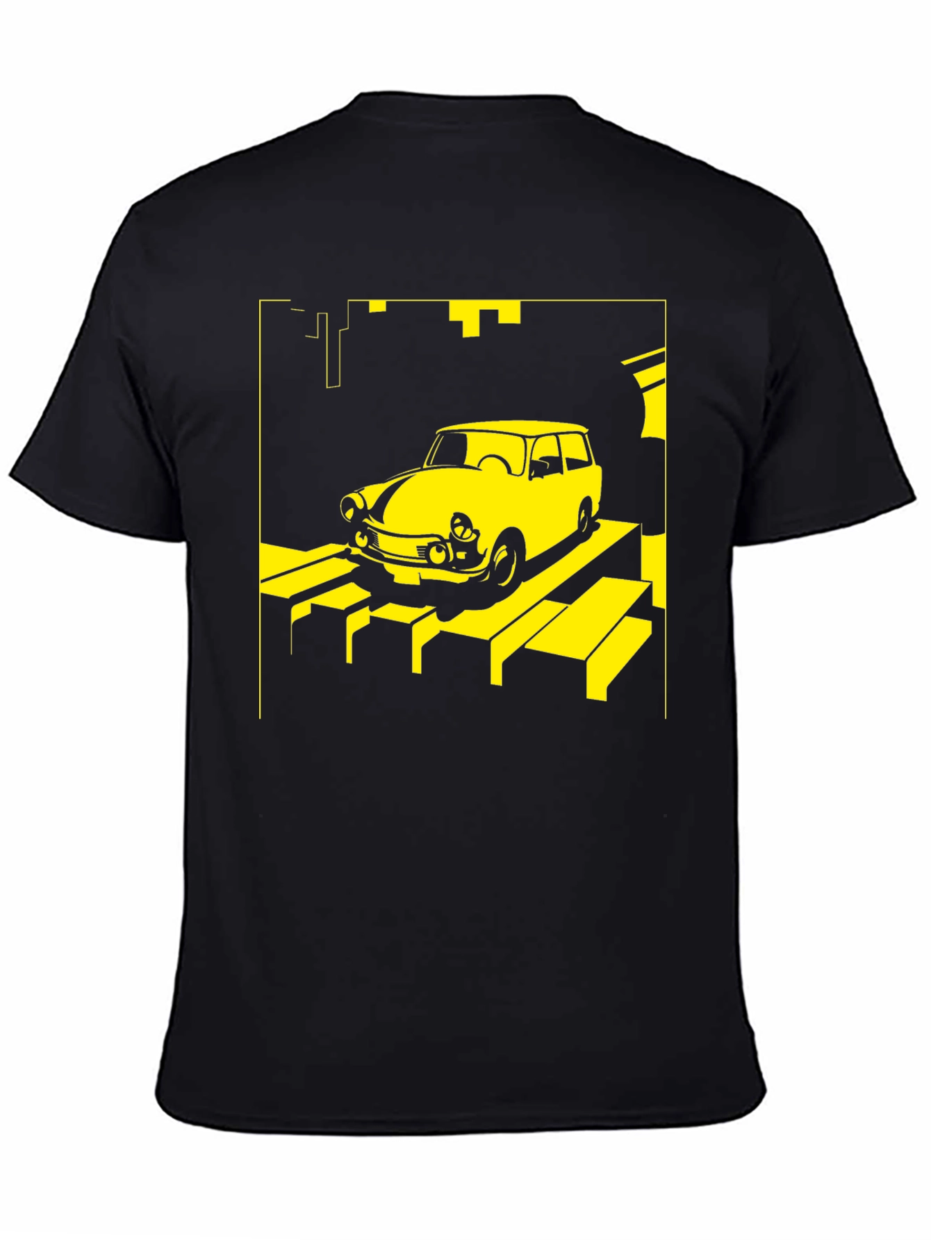 Retro Car T-Shirt - Yellow on Black - 4