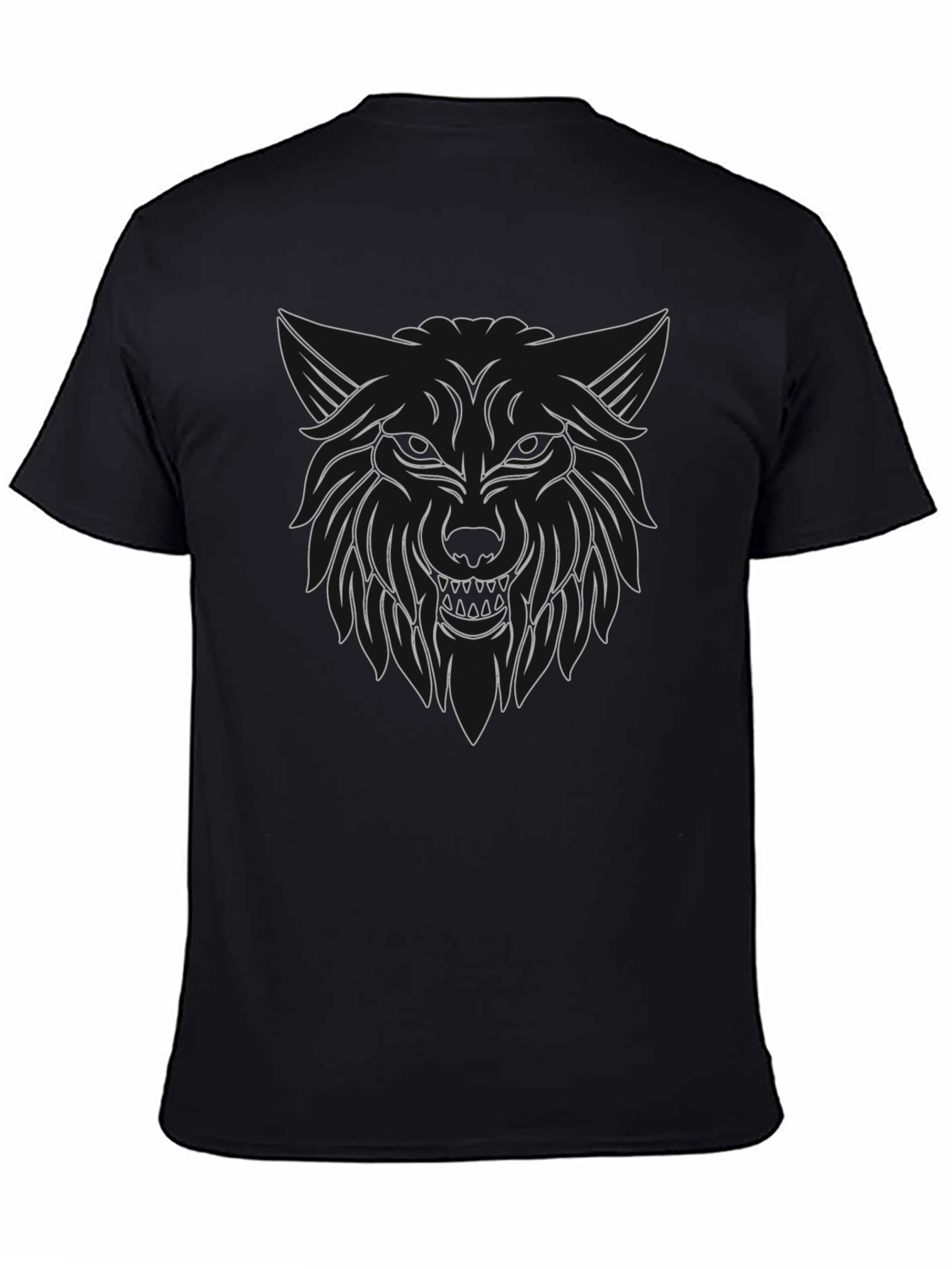 Black Wolf Graphic Tee - Stylish Black Cotton Blend T-Shirt view 4