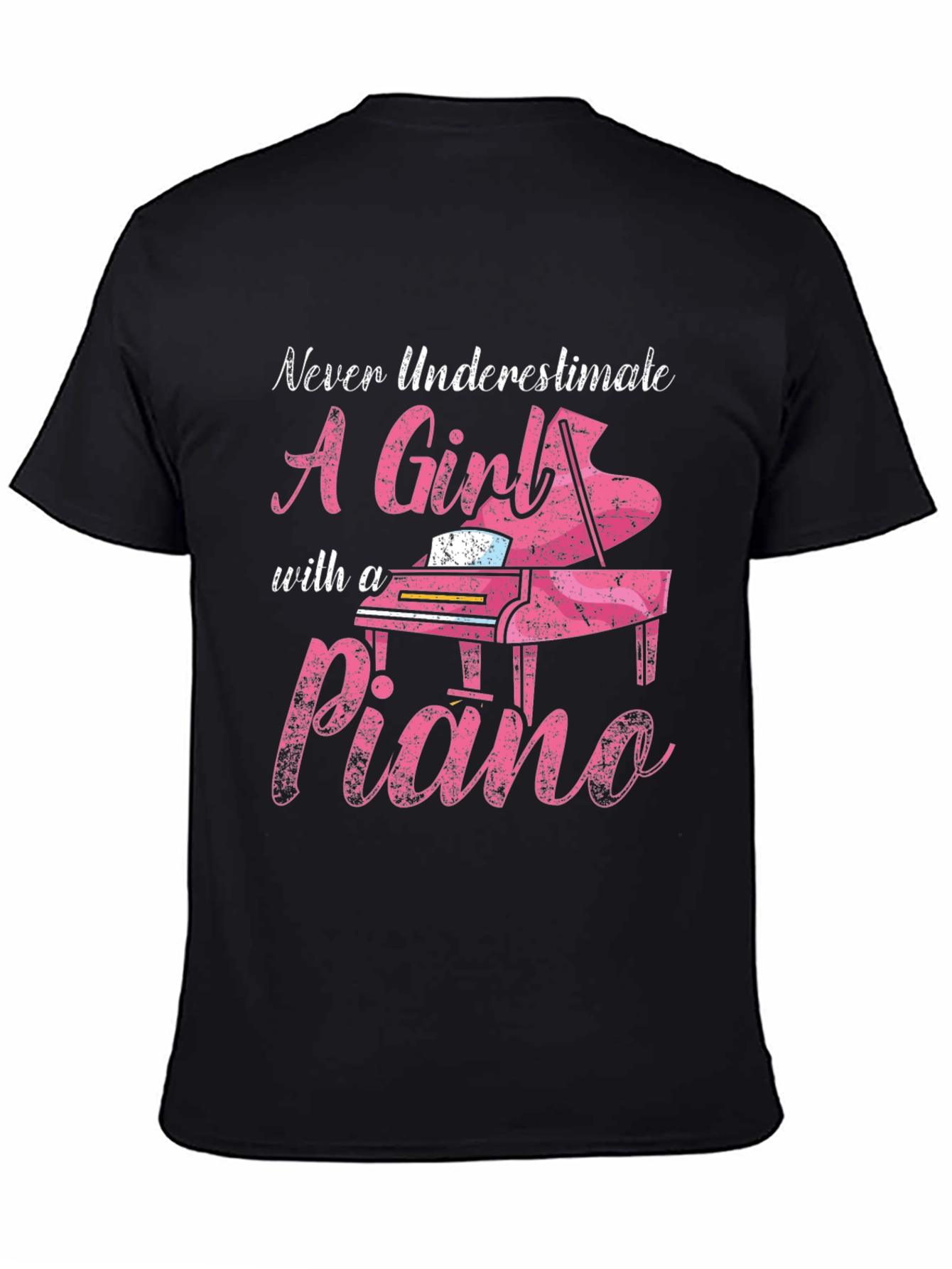 Black Never Underestimate A Girl with a Piano T-Shirt view 4