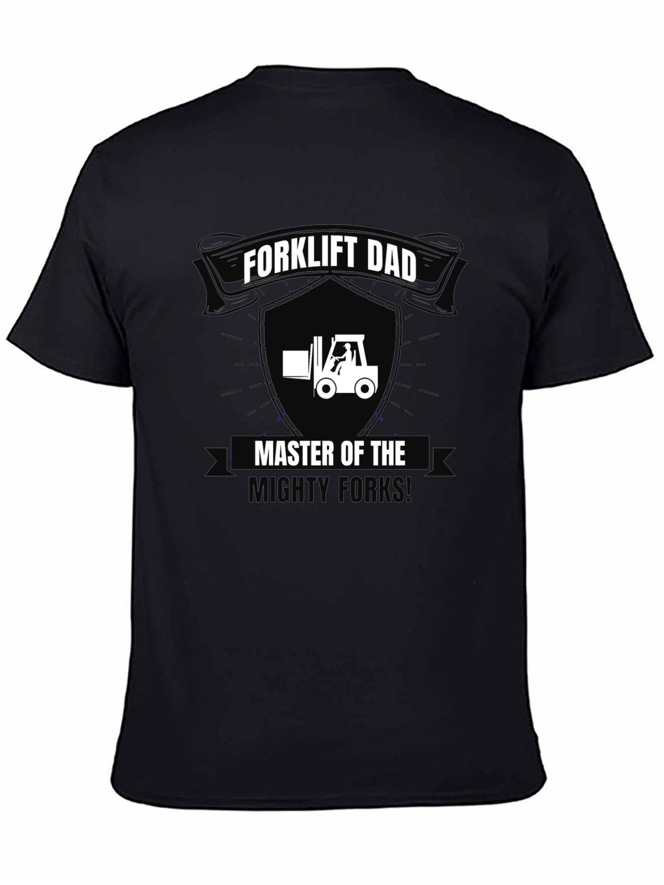 Black Forklift Dad T-Shirt - Master of the Mighty Forks! view 4