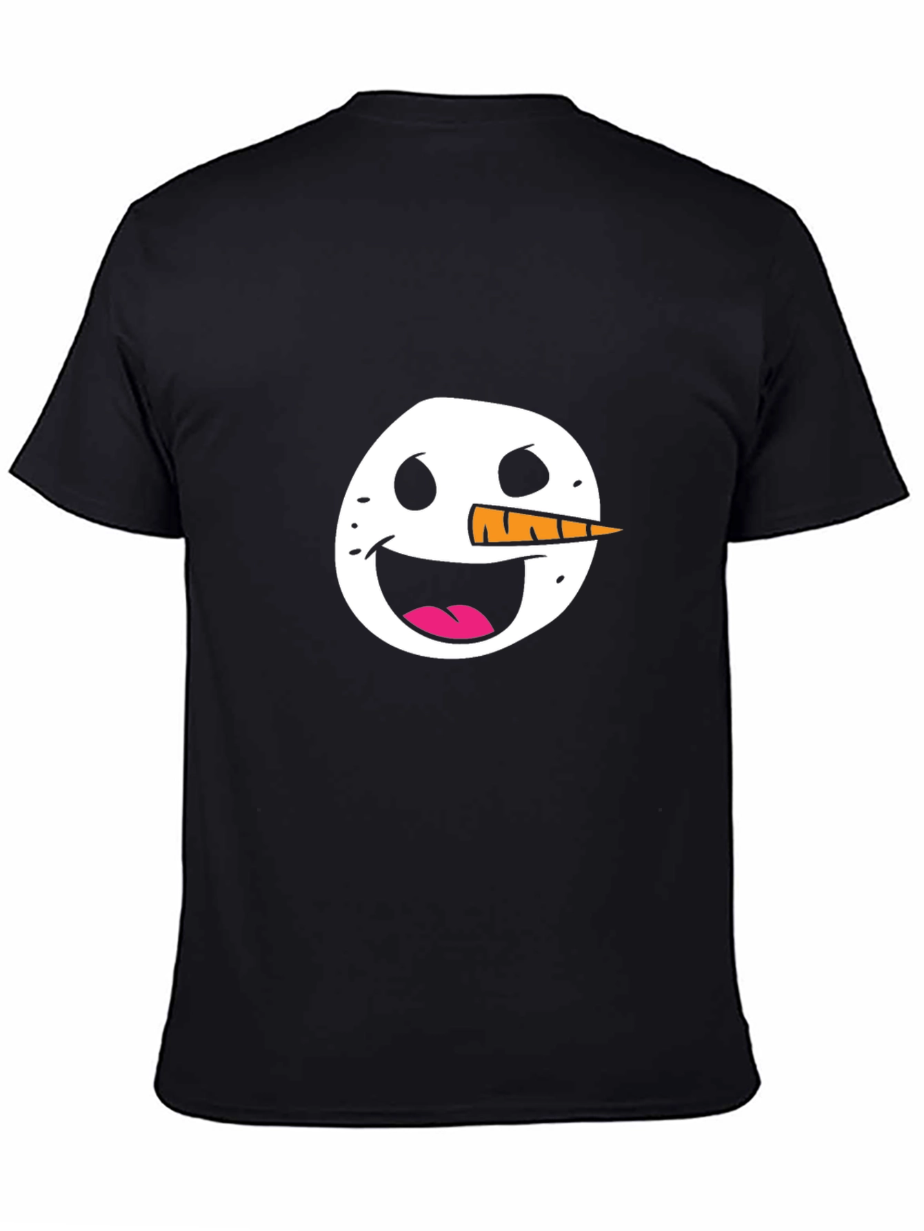 Black Snowman Face Graphic Tee - Black Cotton Casual Shirt view 4