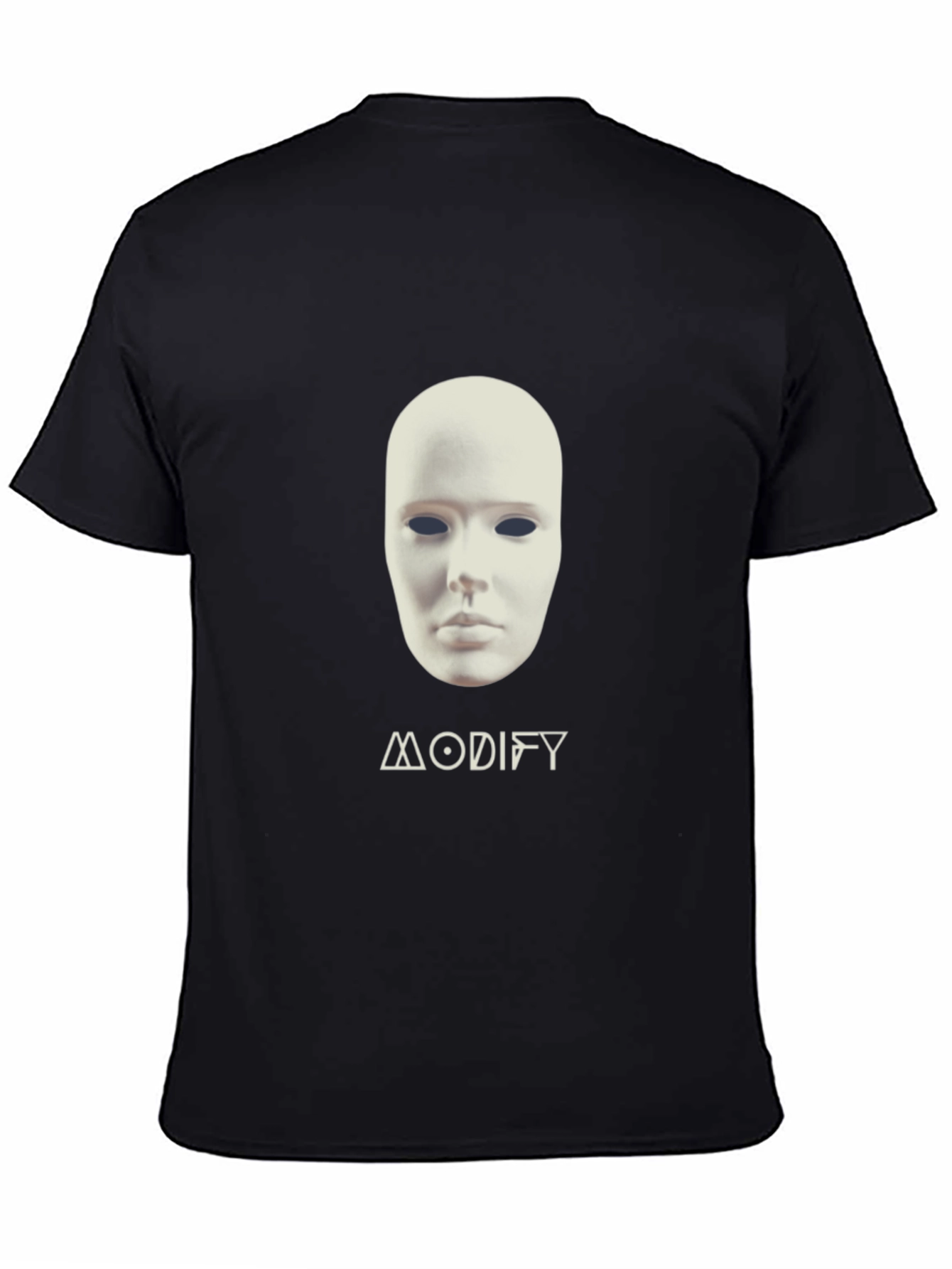 Black Mysterious Mask Graphic T-Shirt - Black Crew Neck Tee view 4