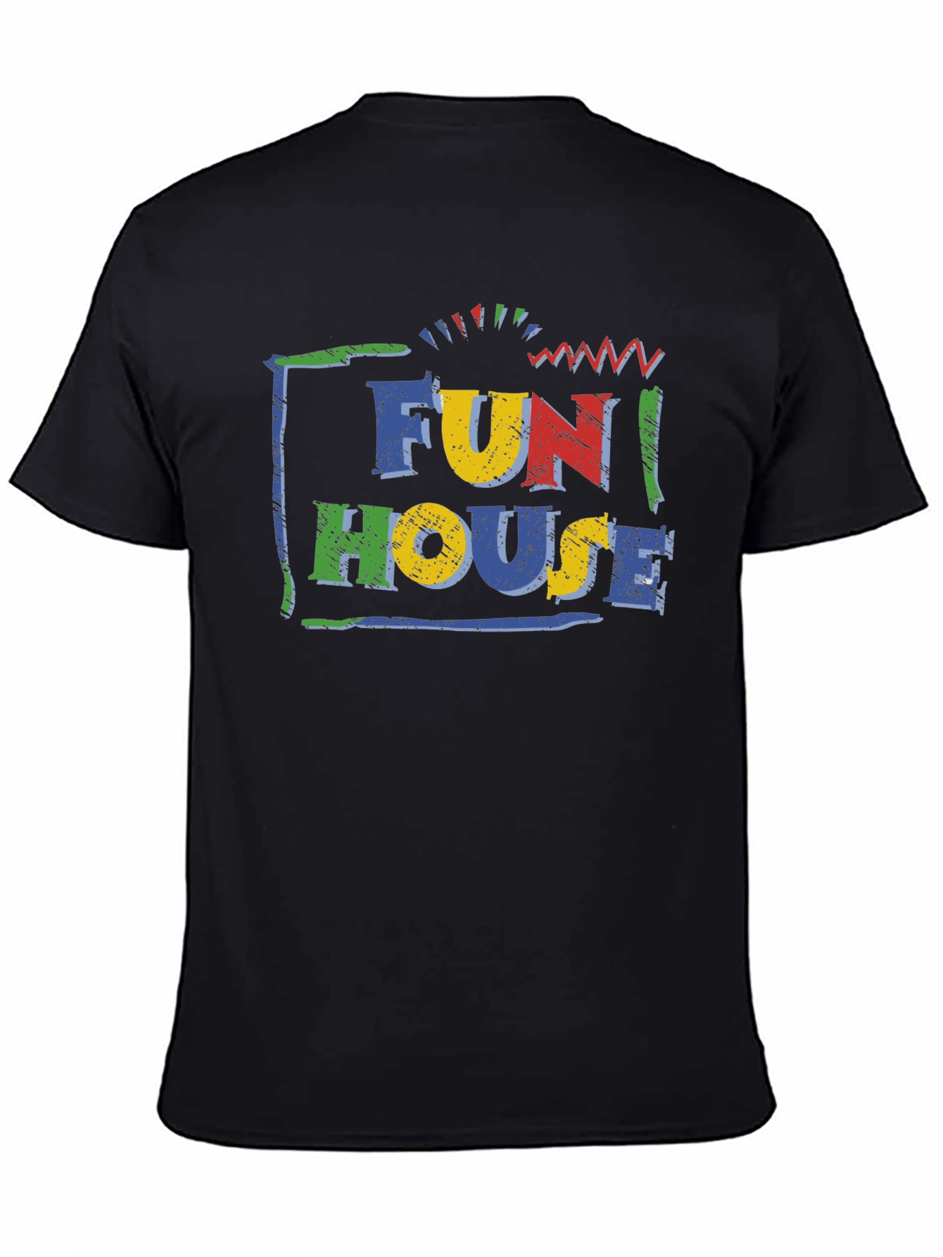 Black Fun House Graphic Tee - Vintage Style Black T-Shirt view 4