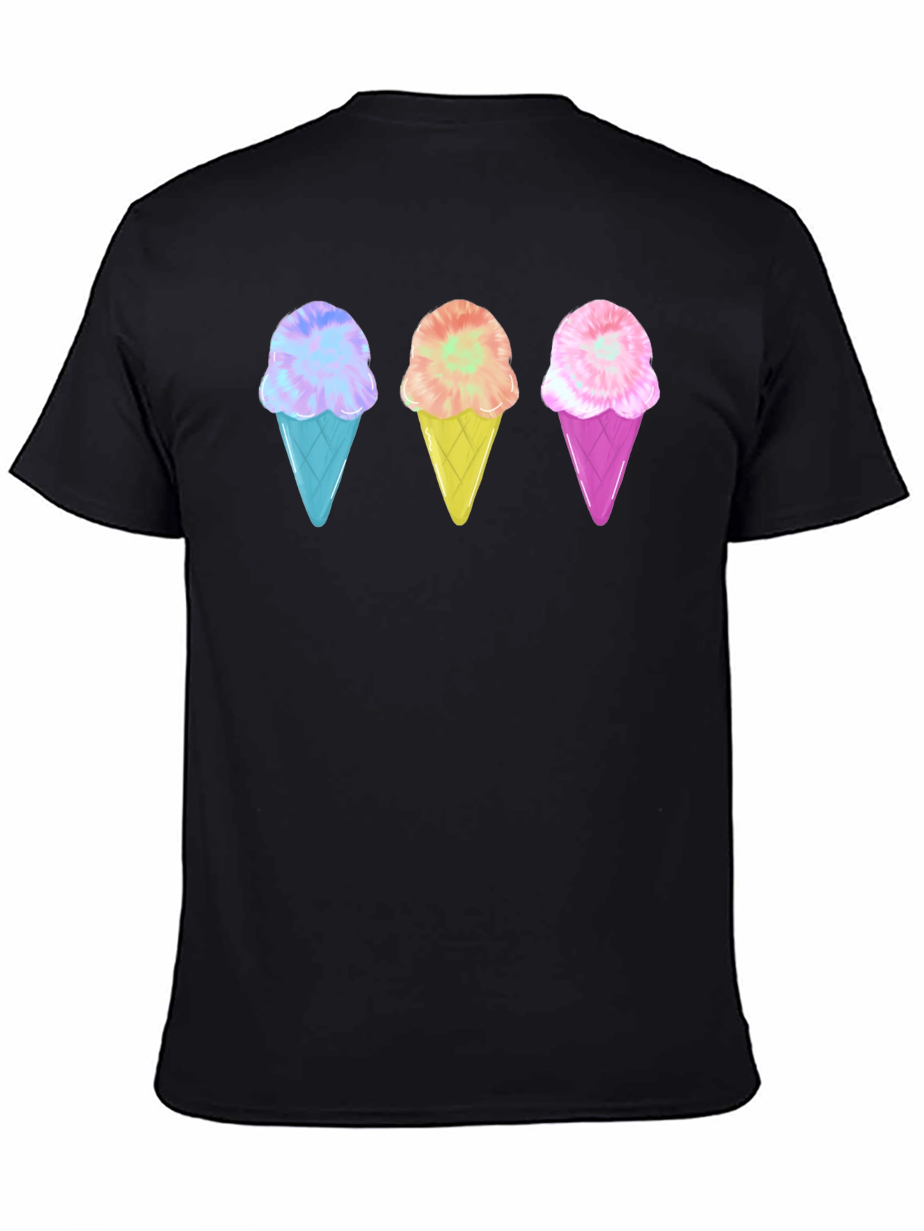 Black Ice Cream Cone Graphic Tee - Black Unisex T-Shirt view 4