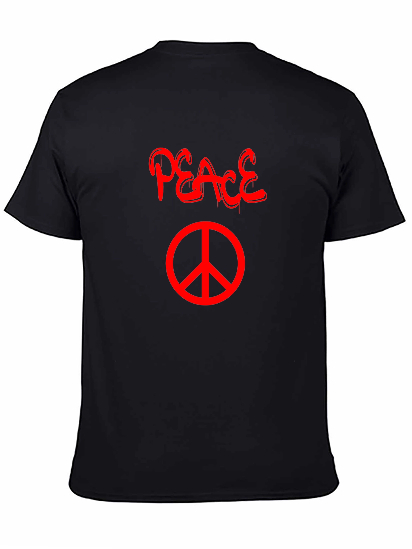 Black Peace T-Shirt - Black with Red Graphic view 4