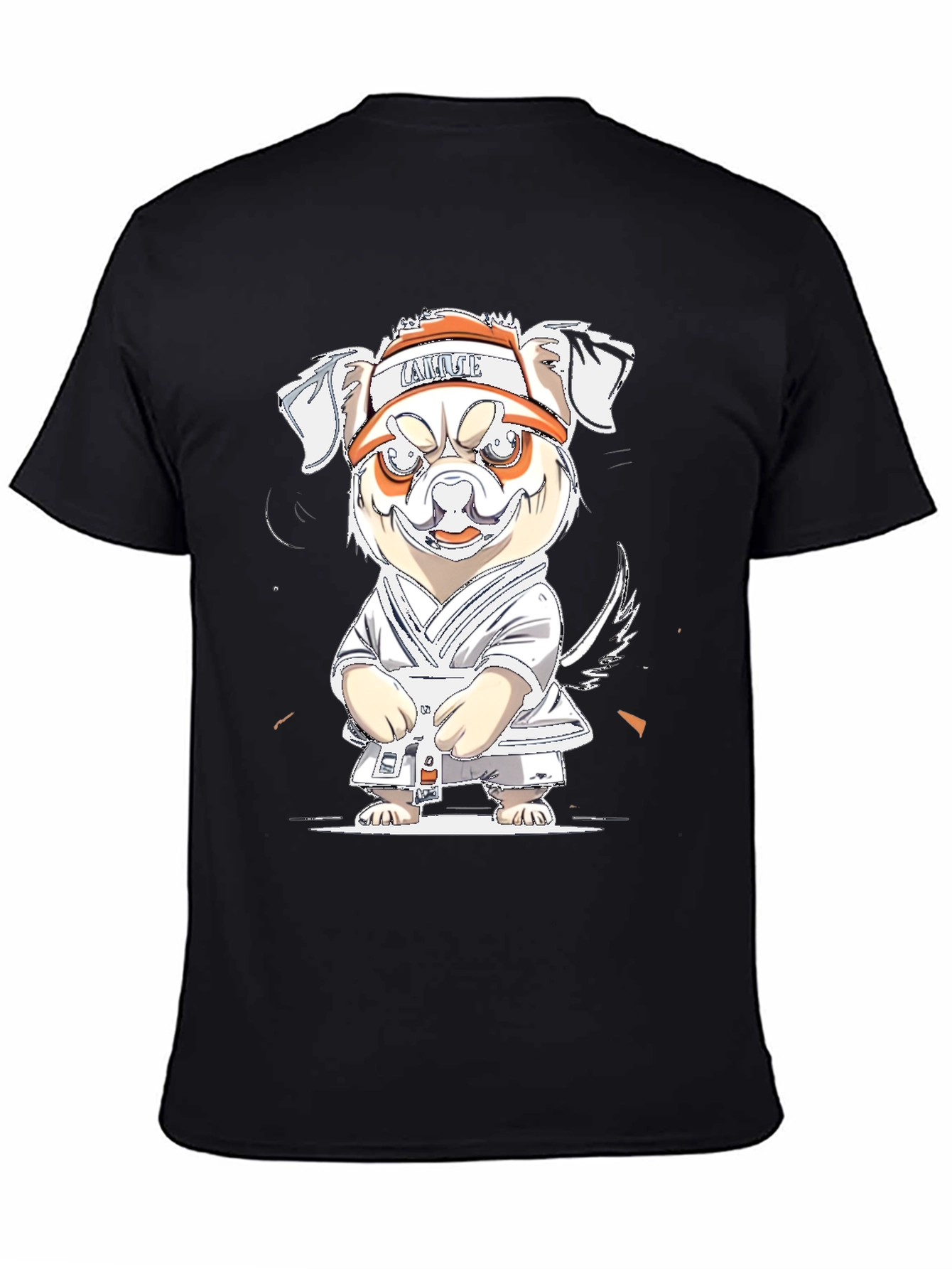 Black Cartoon Dog Karate T-Shirt view 4