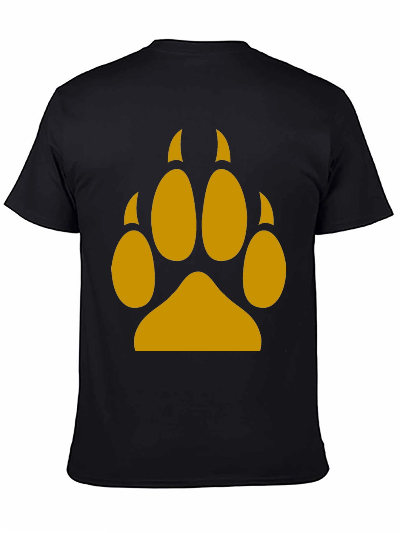 Black Wolf Paw Print Tee - Black Cotton Blend T-Shirt view 4