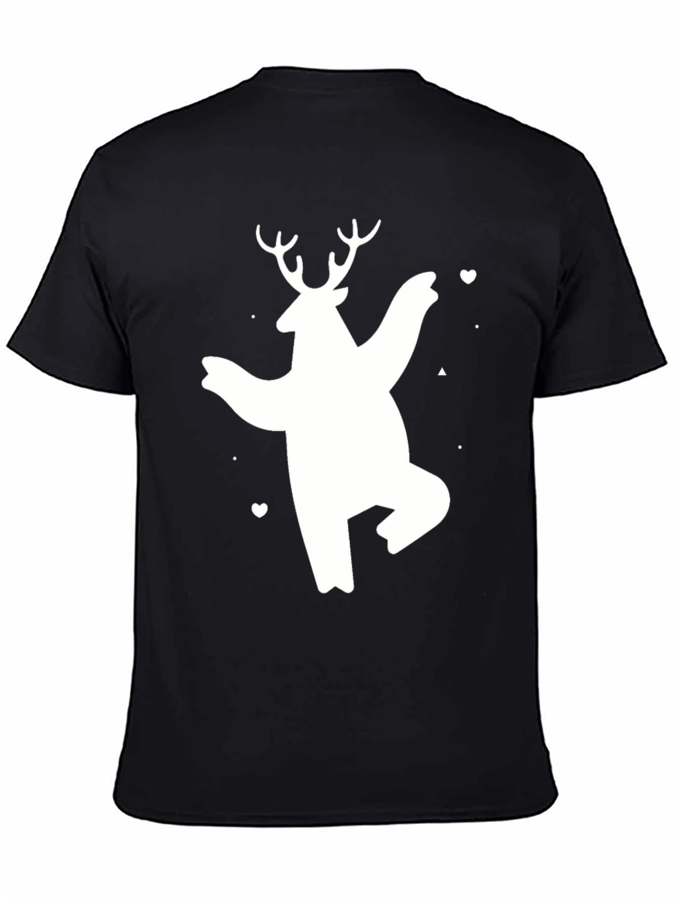 Black Bear Deer Graphic Tee - Black Cotton Casual T-Shirt view 4