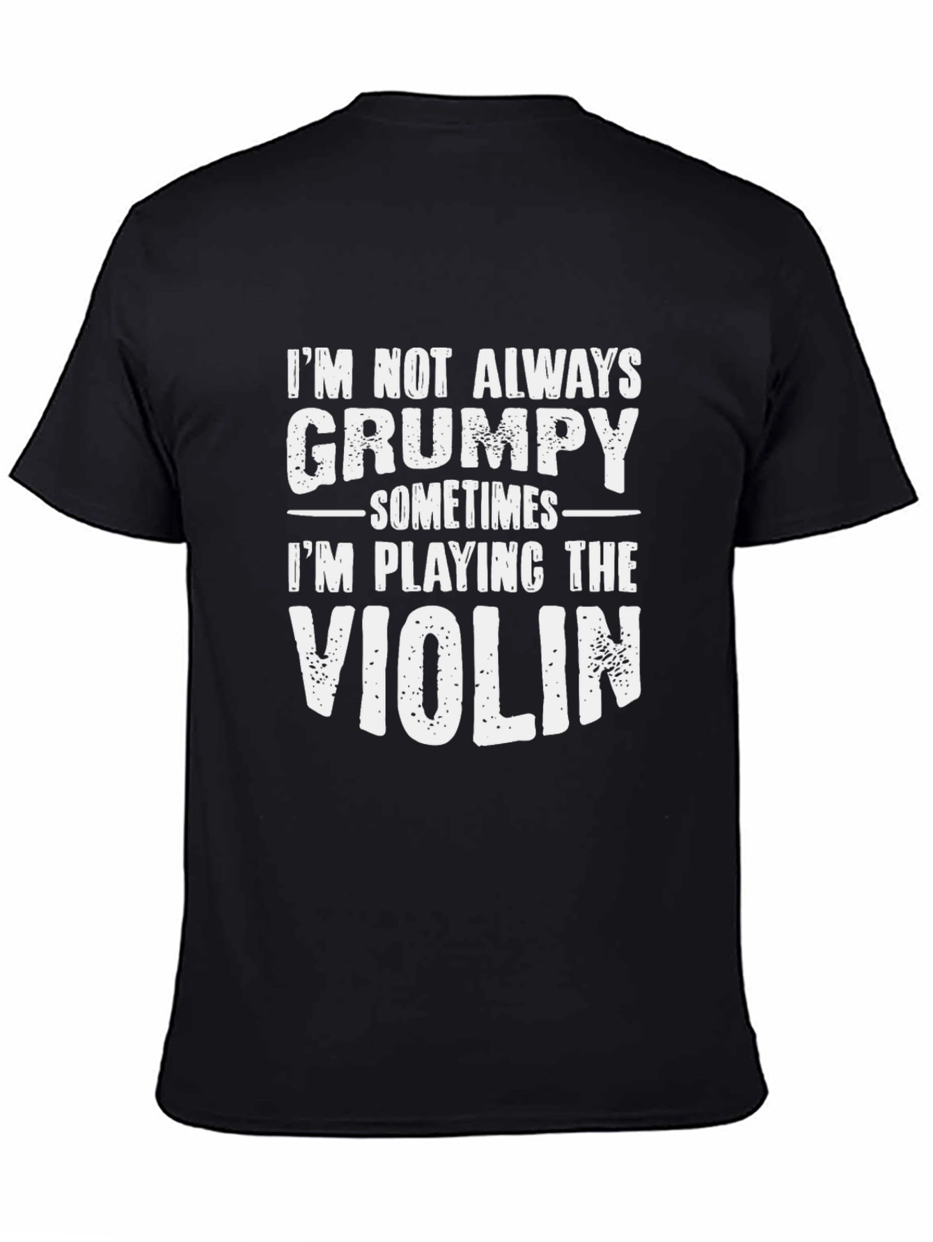 Black Grumpy Violinist Humor T-Shirt - Black view 4