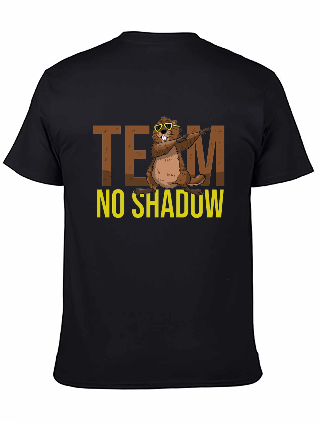 Black Team No Shadow Funny Groundhog Day T-Shirt view 4