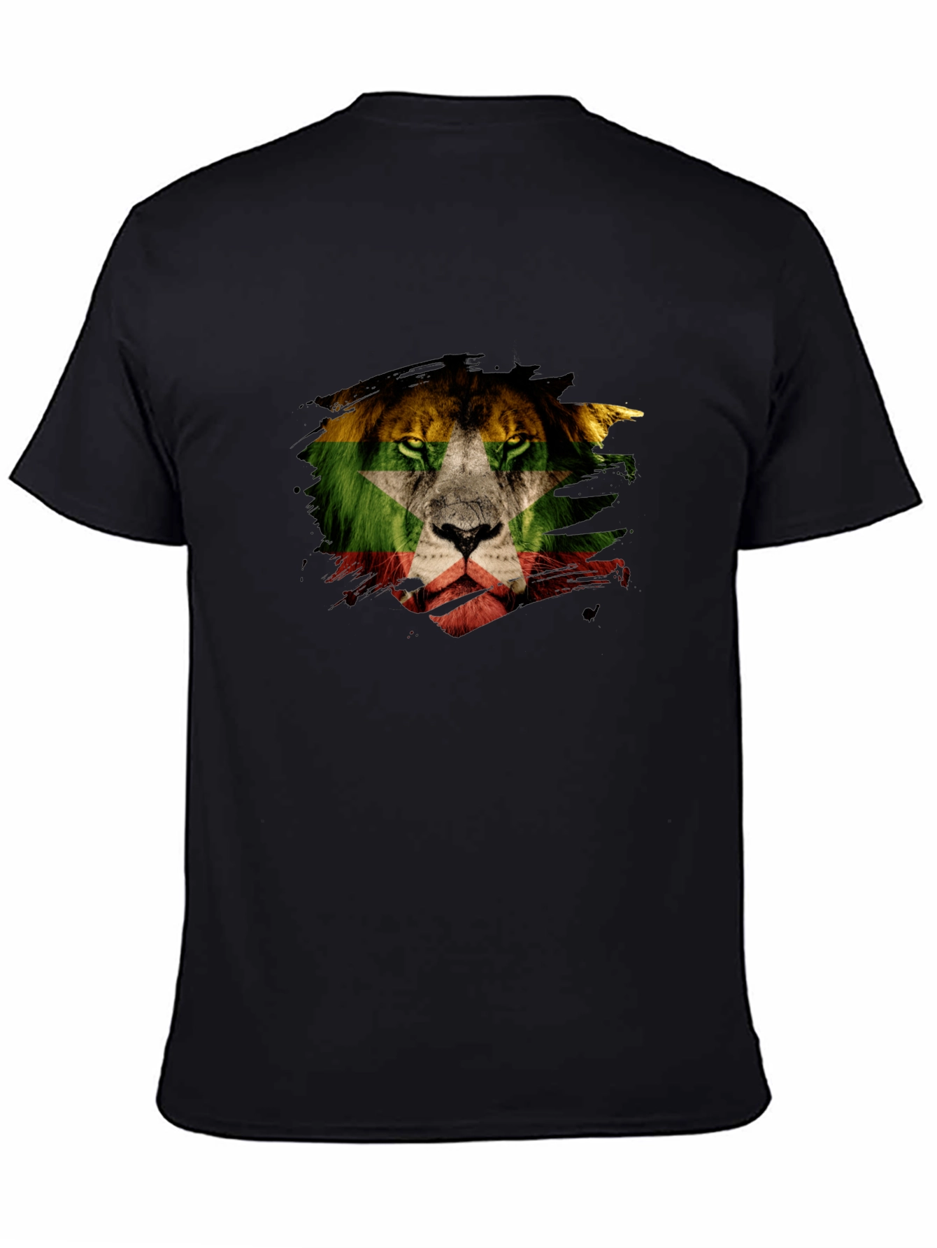Black Lion Flag Graphic T-Shirt - Modern Style view 4