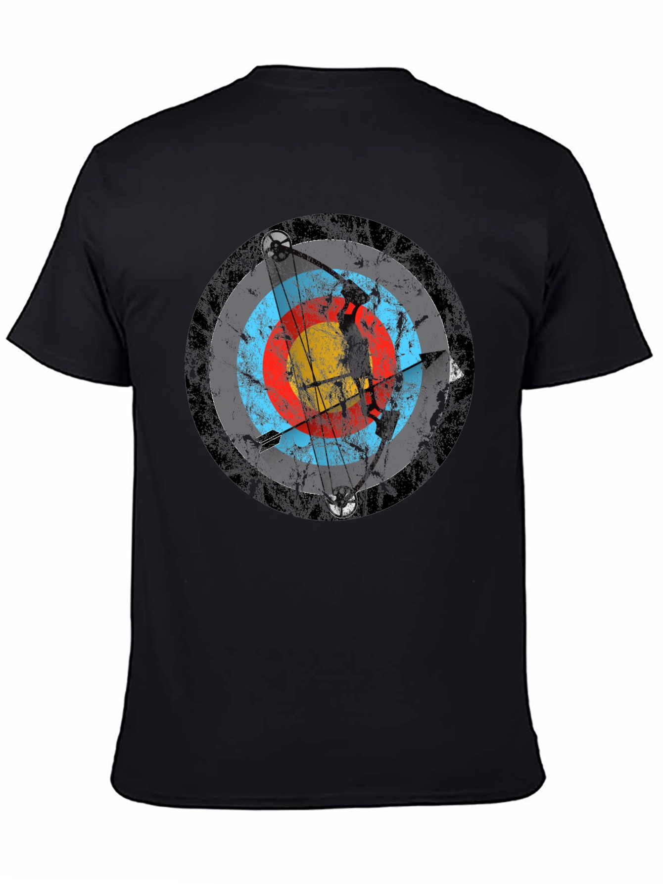 Black Archery Target Tee - Vintage Bow and Arrow Design view 4