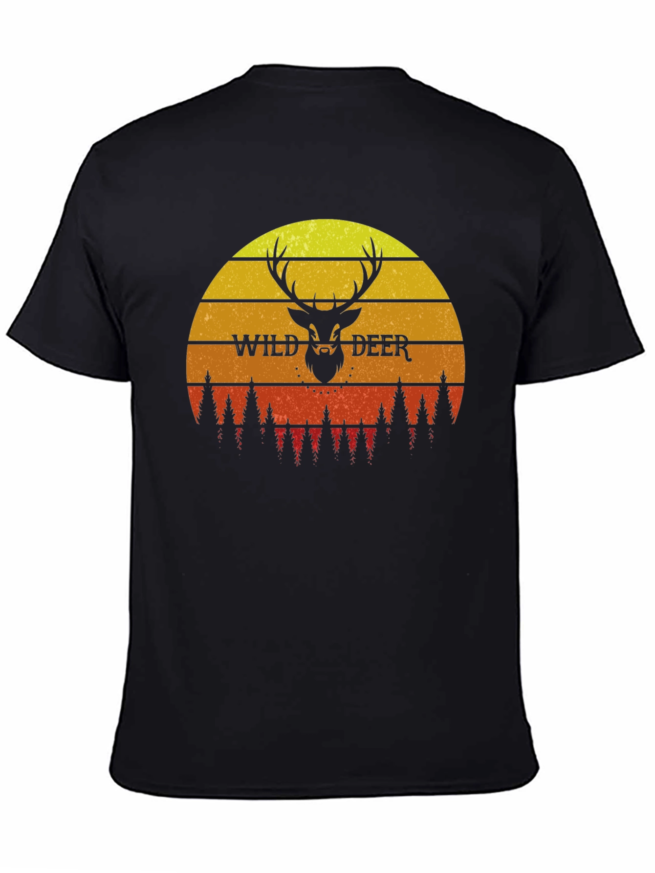 Black Wild Deer Sunset Graphic T-Shirt - Nature Lover Tee view 4