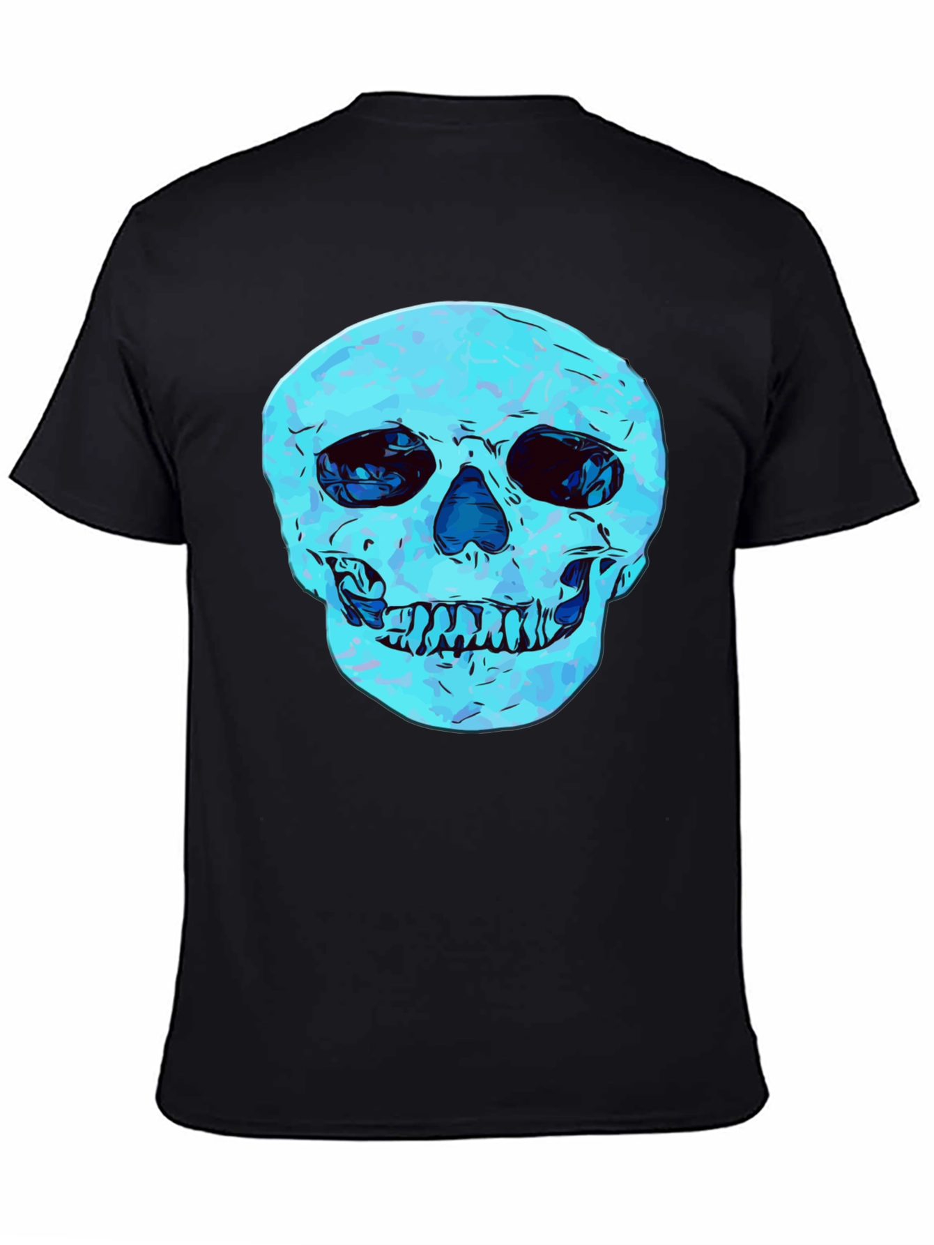 Black Cool Skull Graphic Print Black T-Shirt view 4