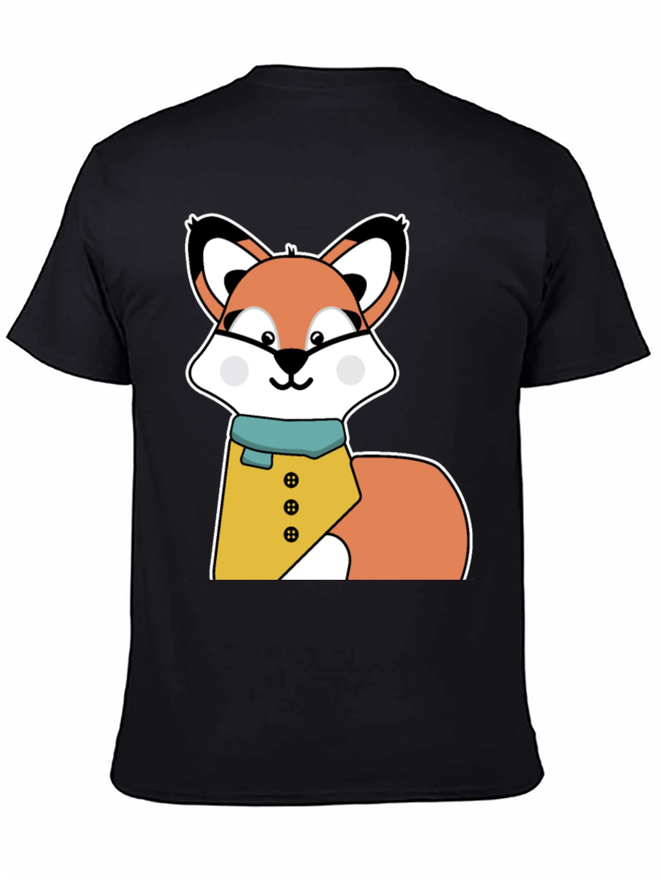 Black Cute Cartoon Fox T-Shirt - Stylish Animal Graphic Tee view 4