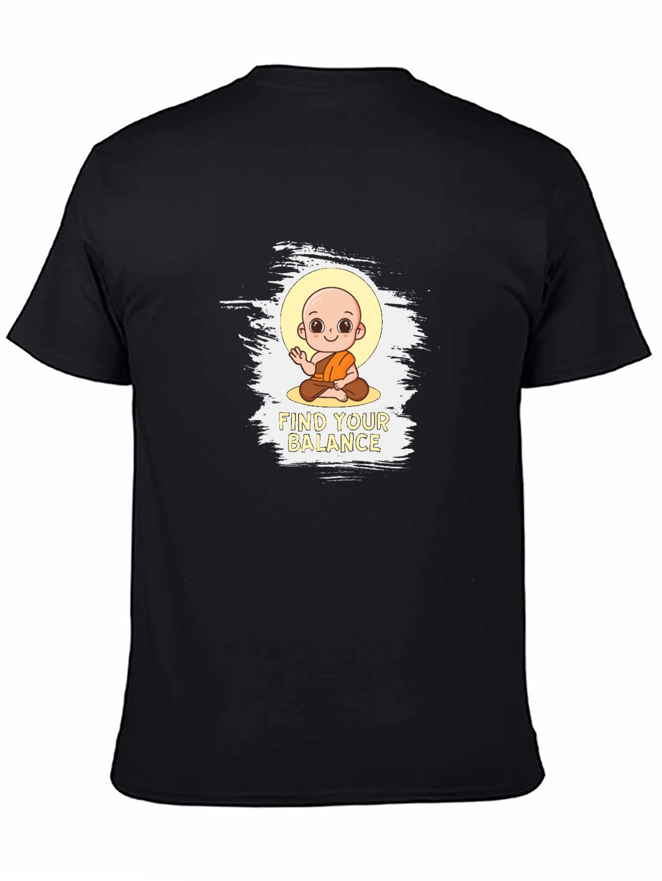 Black Find Your Balance T-Shirt - Cute Monk Design view 4