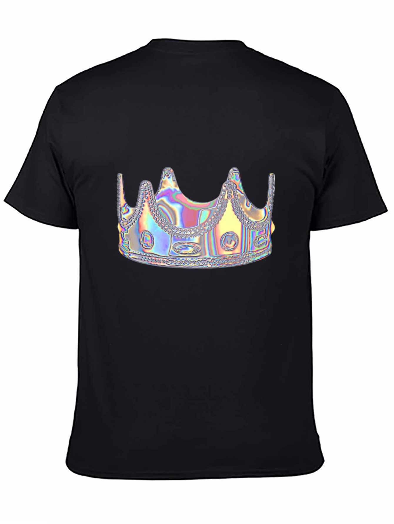 Black Holographic Crown Graphic Black Tee Shirt view 4