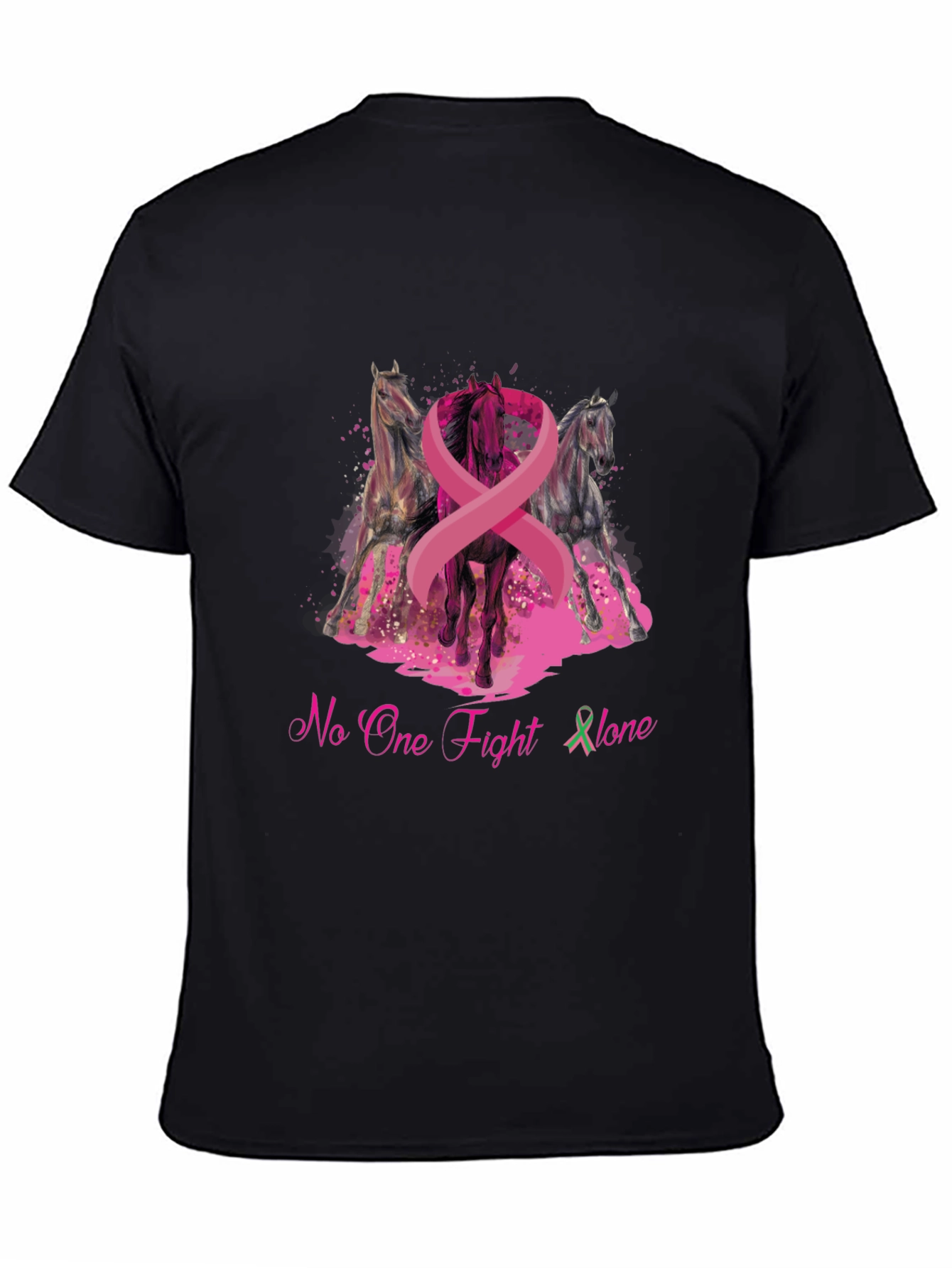 Black Horse & Breast Cancer Awareness Graphic T-Shirt view 4