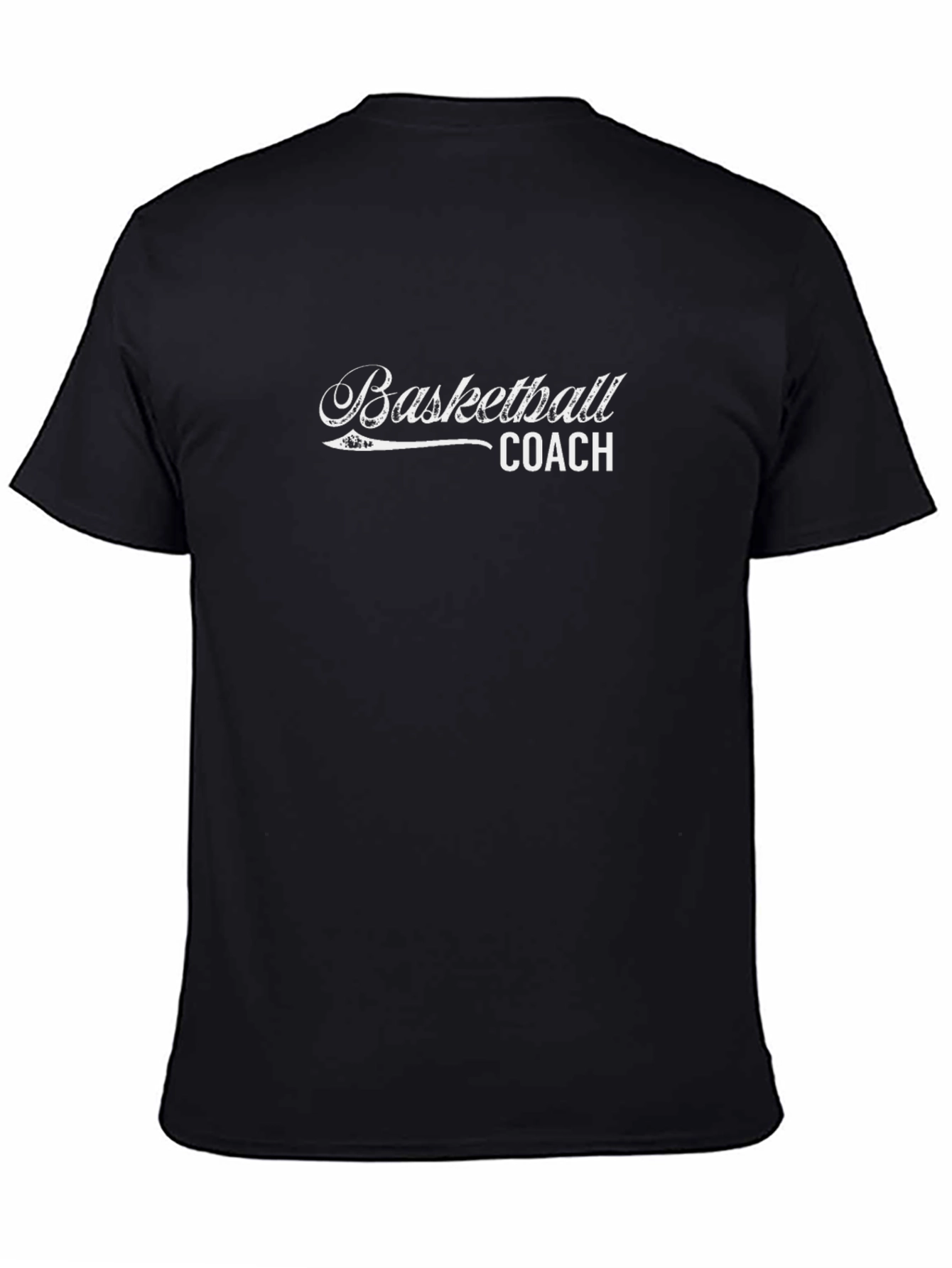 Black Basketball Coach T-Shirt - Black Cotton Tee view 4