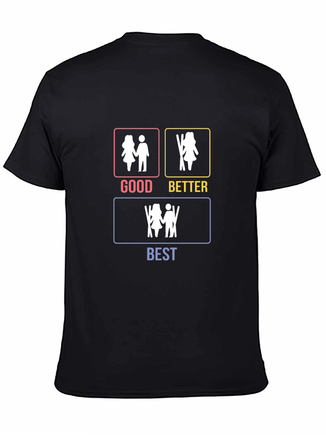 Black Skiing Couple T-Shirt - Good, Better, Best Design view 4
