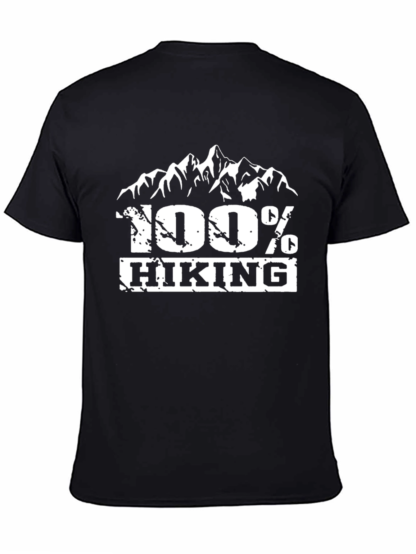 Black 100% Hiking Mountain Graphic T-Shirt - Black view 4