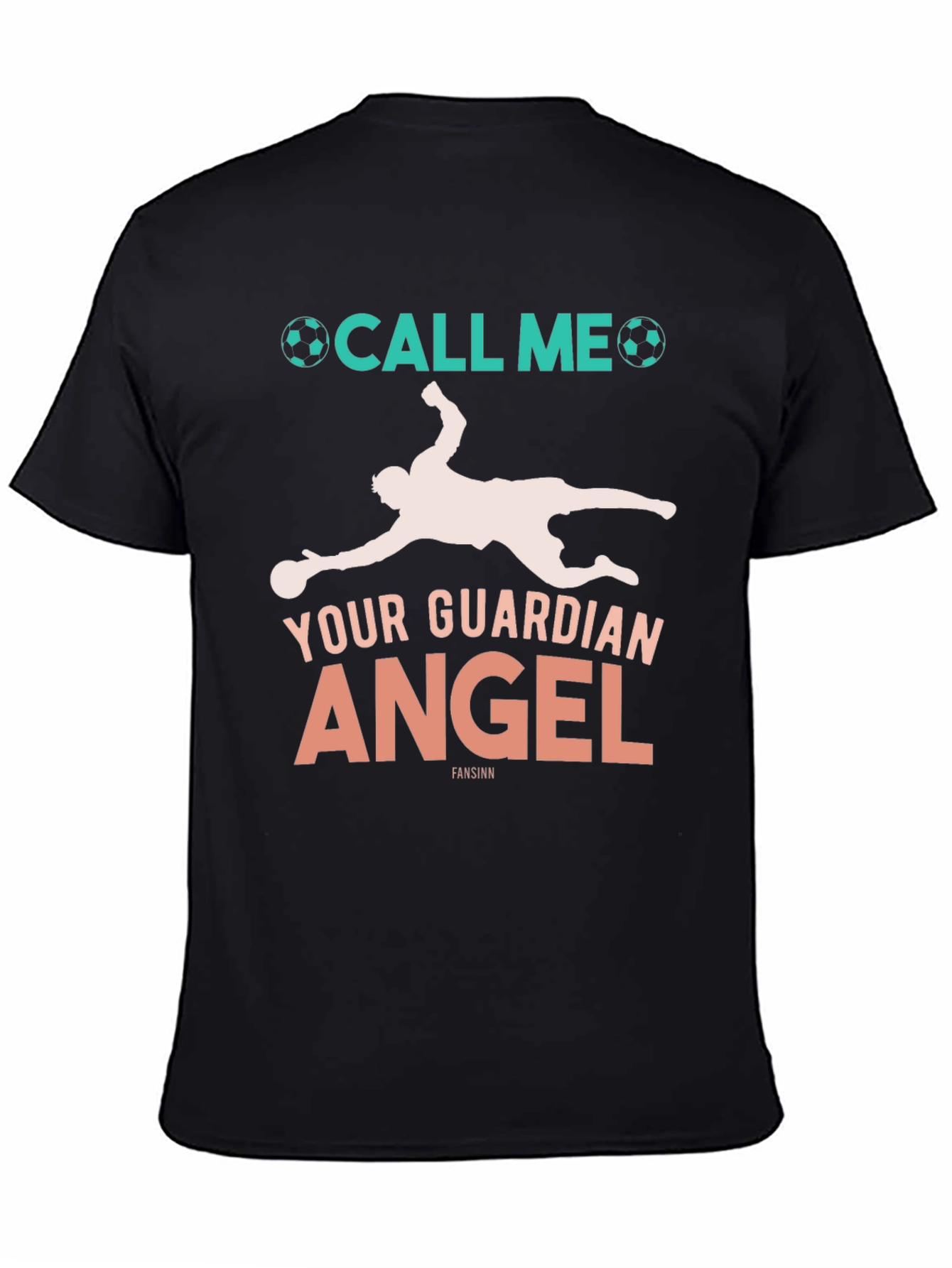 Black Soccer Goalie Guardian Angel Graphic Tee view 4