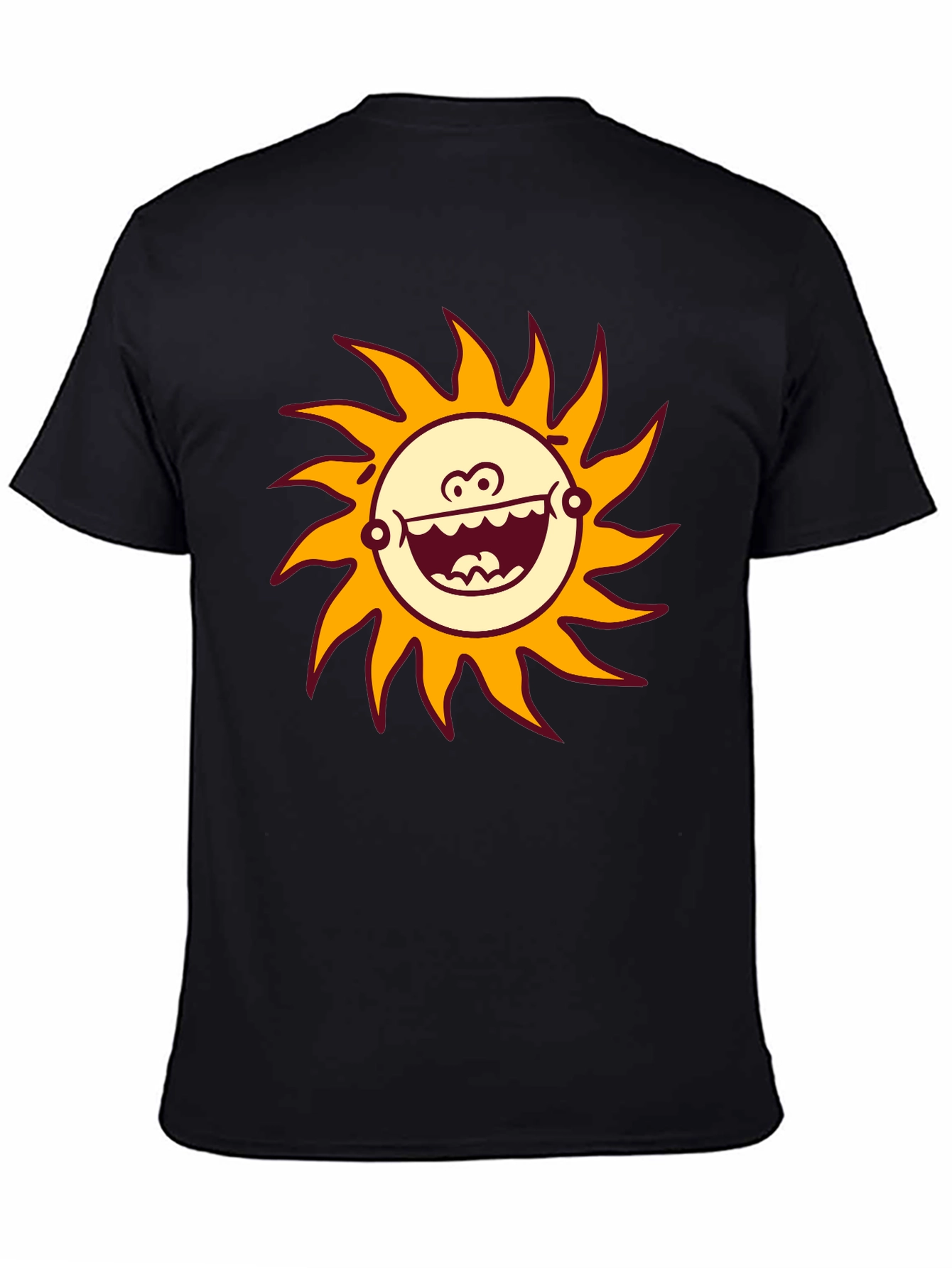 Black Funny Sun Graphic Black T-Shirt view 4