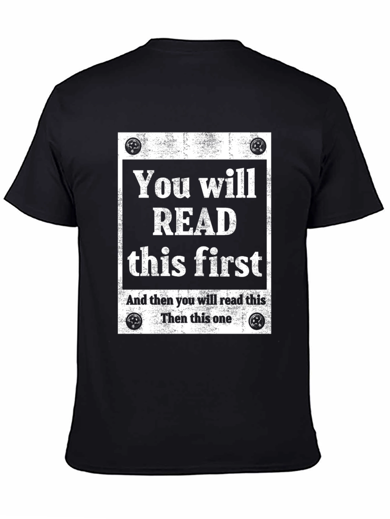 Black Humorous Read This First Graphic Print Tee view 4