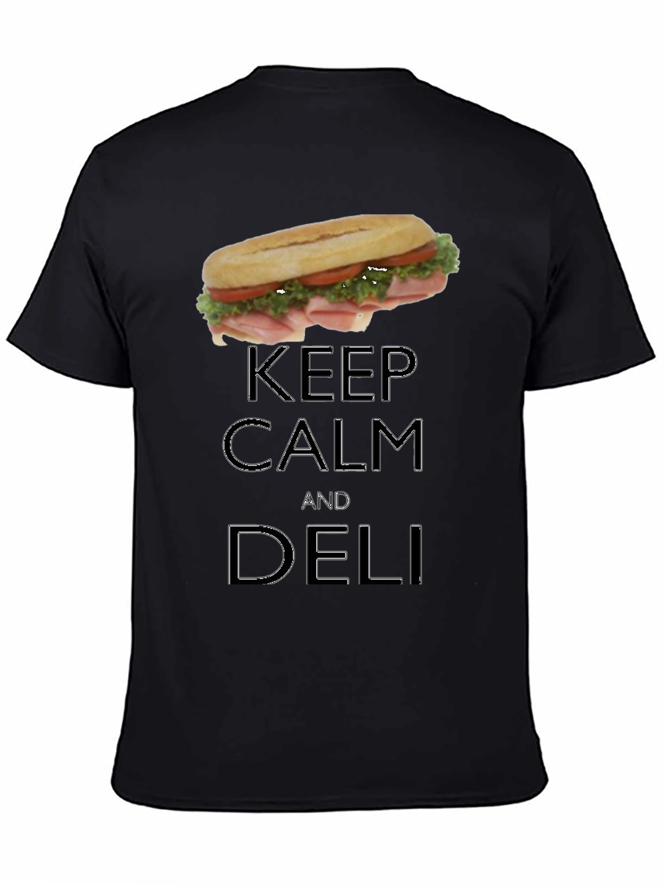 Black Keep Calm & Deli T-Shirt - Sandwich Lover Tee view 4