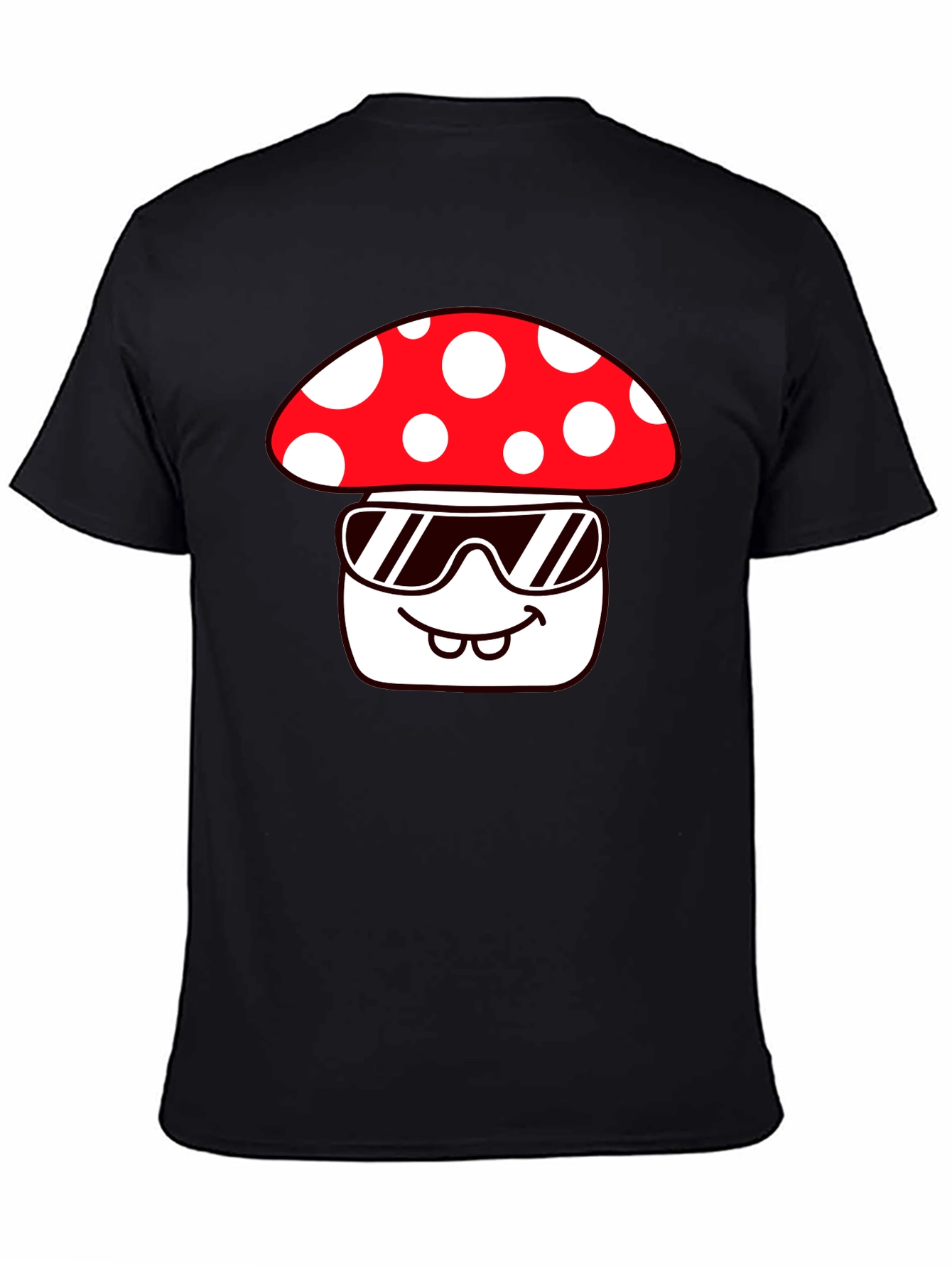 Black Cool Mushroom Graphic Tee - Quirky Fun Design view 4