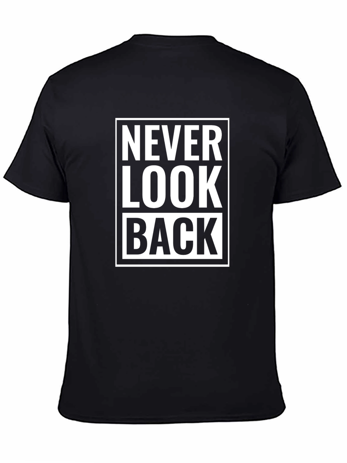 Black Never Look Back Graphic Tee - Motivational T-Shirt view 4