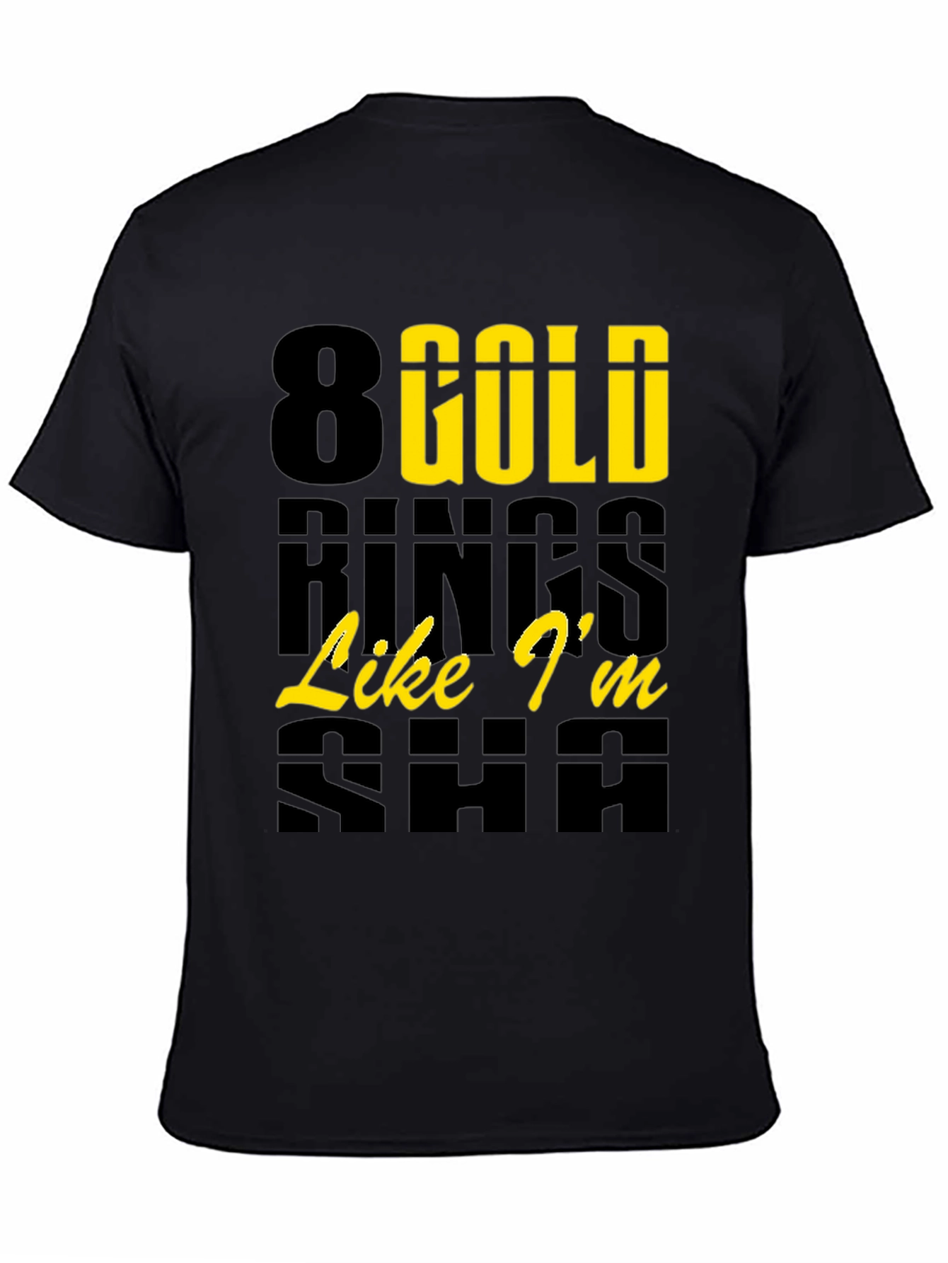 Black 8 Gold Rings Graphic Tee - Trendy & Stylish view 4