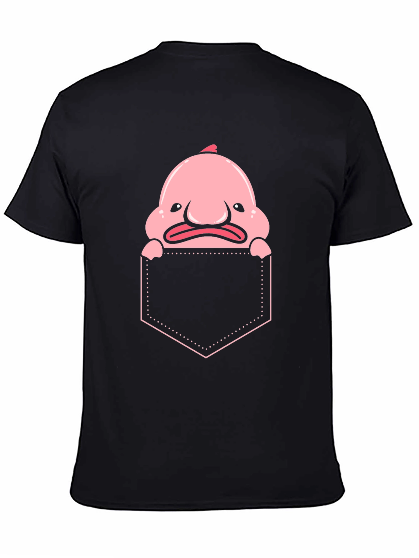 Black Blobfish Pocket T-Shirt - Funny Sea Creature Tee view 4