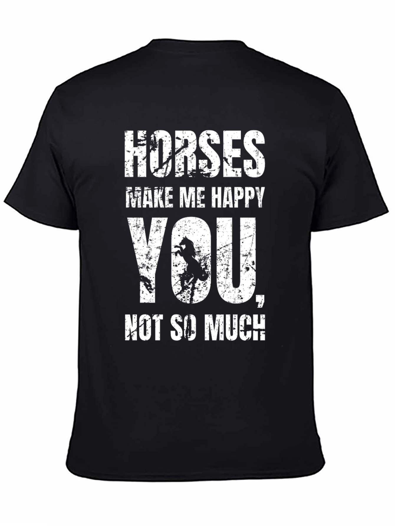 Black Horses Make Me Happy T-Shirt - Novelty Graphic Tee view 4
