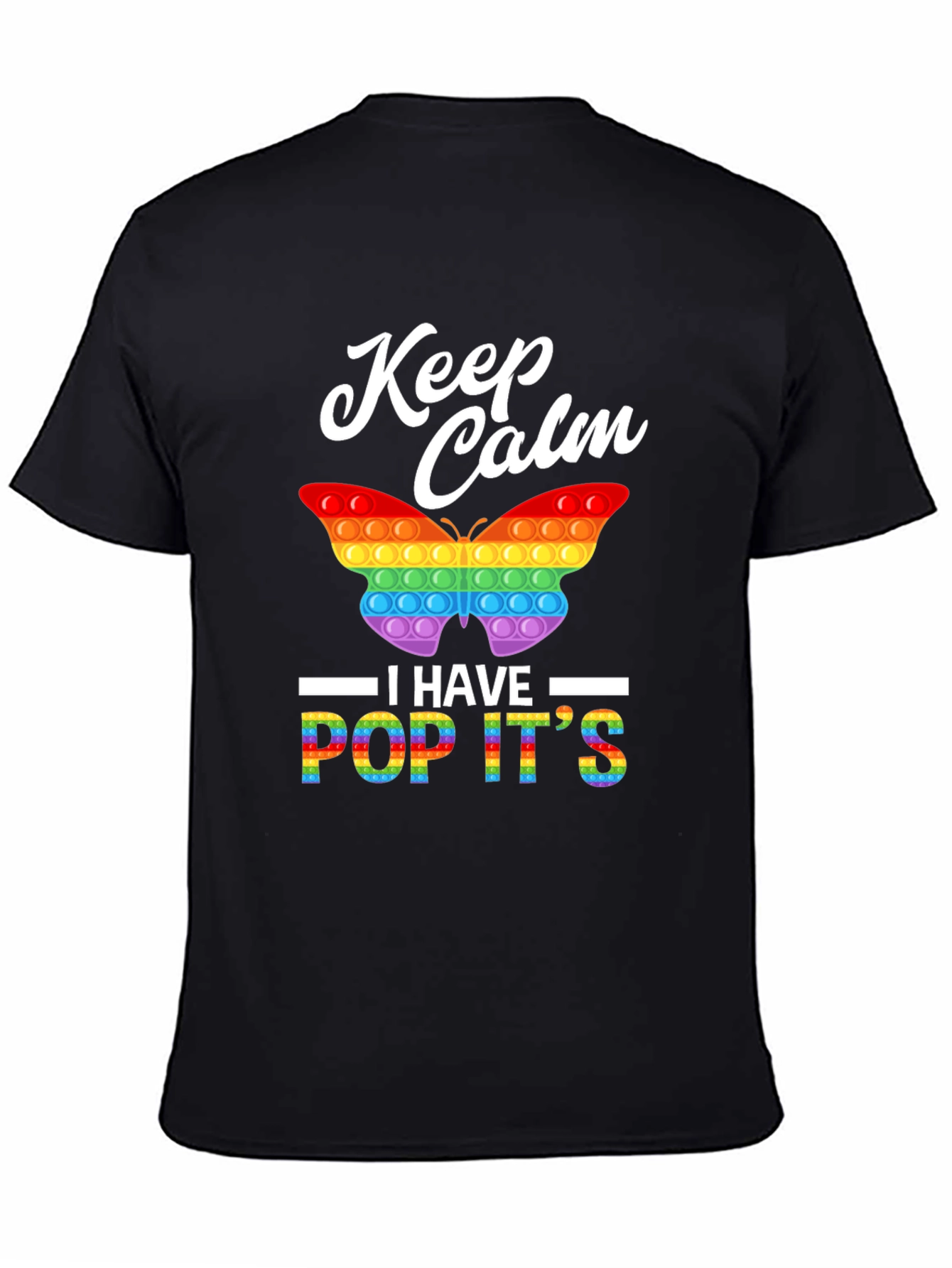Black Keep Calm Pop It T-Shirt - Fun & Colorful! view 4