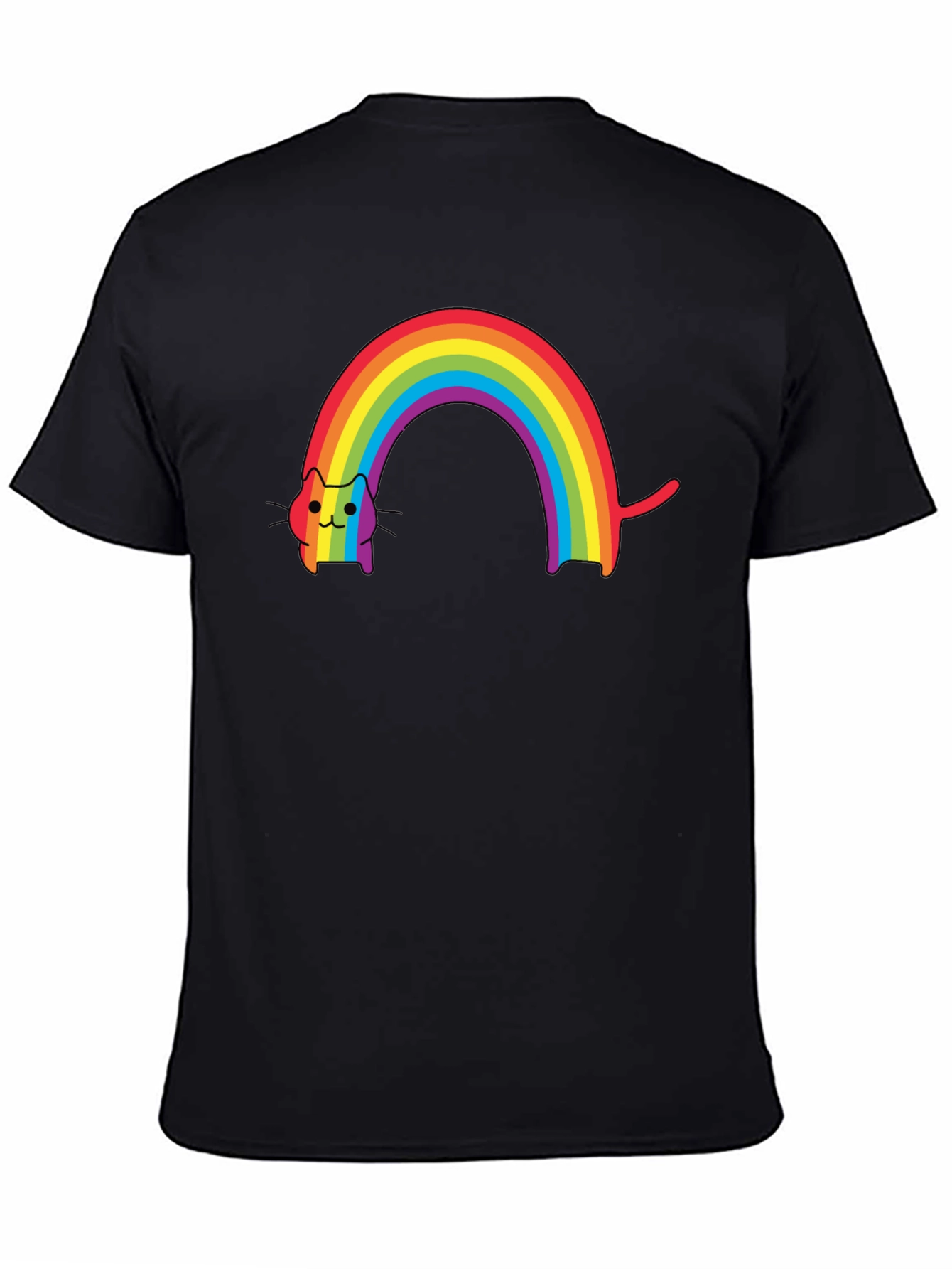 Black Rainbow Cat Graphic Tee - Stylish Comfort view 4