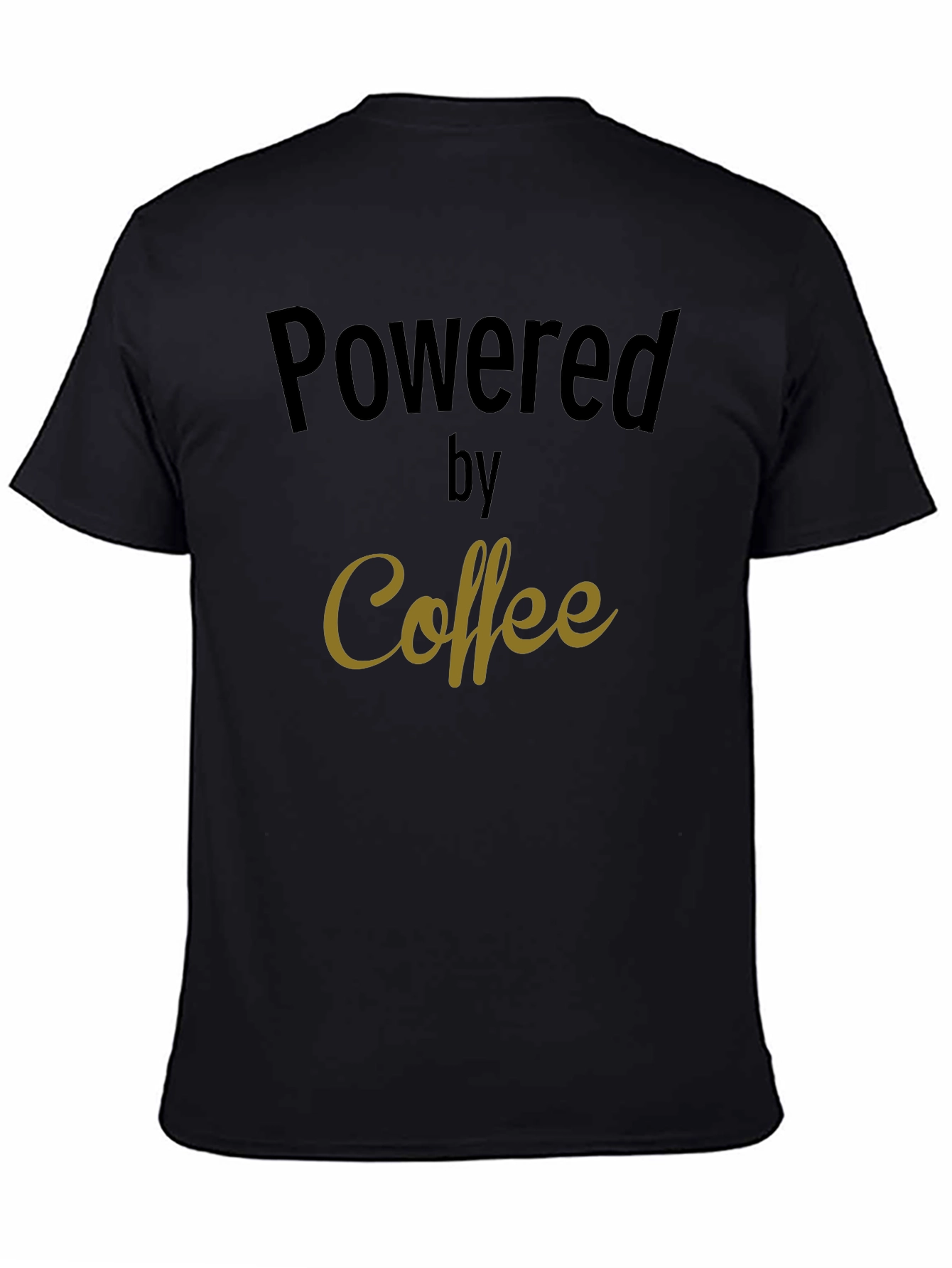 Black Powered by Coffee - Men's Black T-Shirt view 4