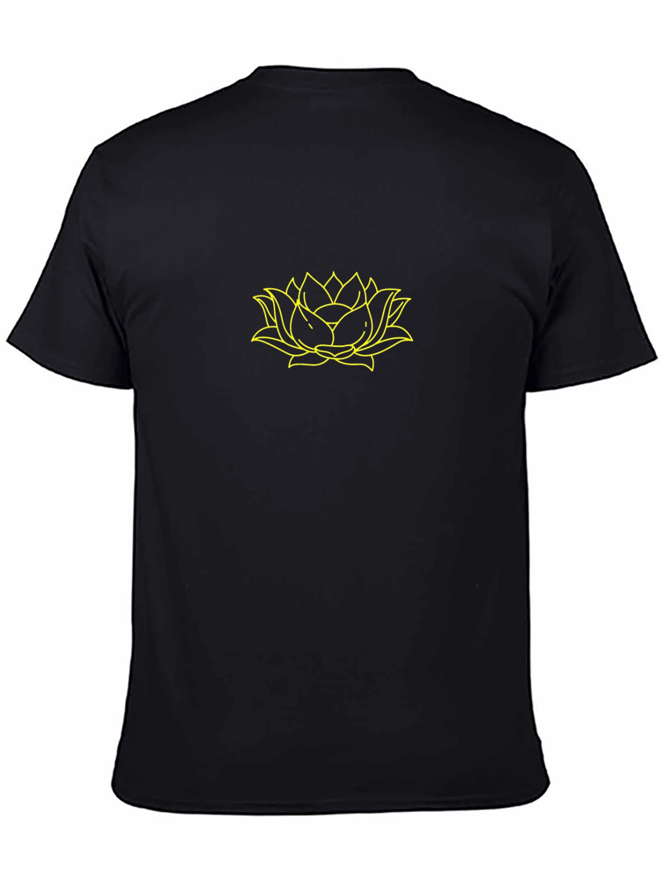 Black Black T-Shirt with Golden Lotus Design view 4