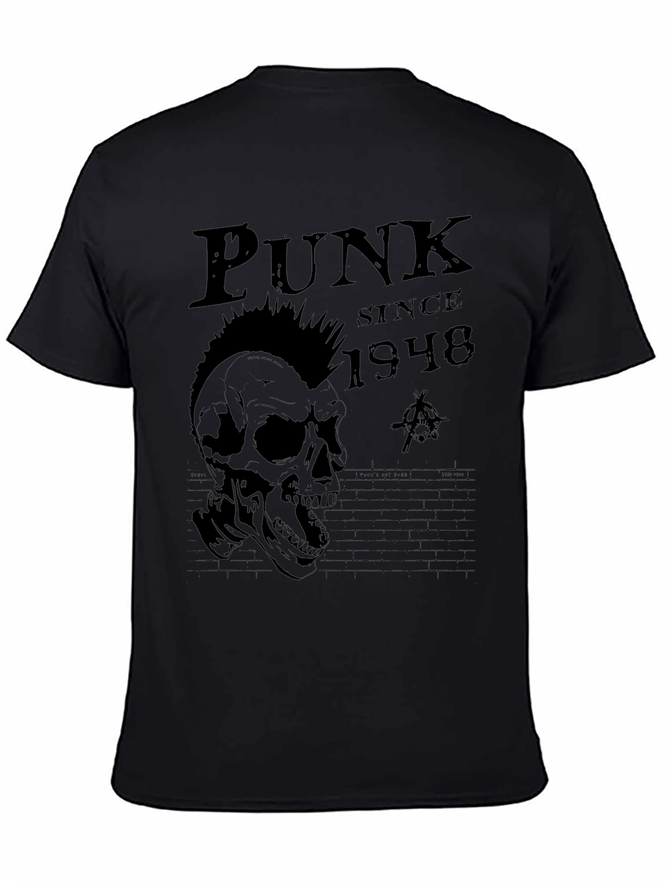 Black Punk Since 1948 Graphic T-Shirt - Skull Design view 4
