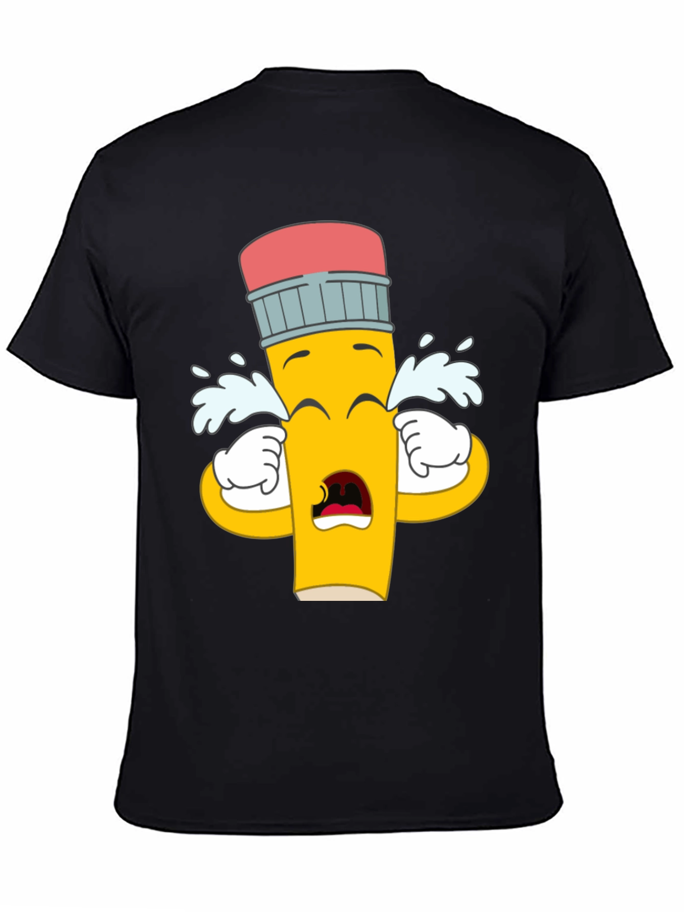 Black Crying Pencil Graphic Tee - Black Cotton Blend view 4