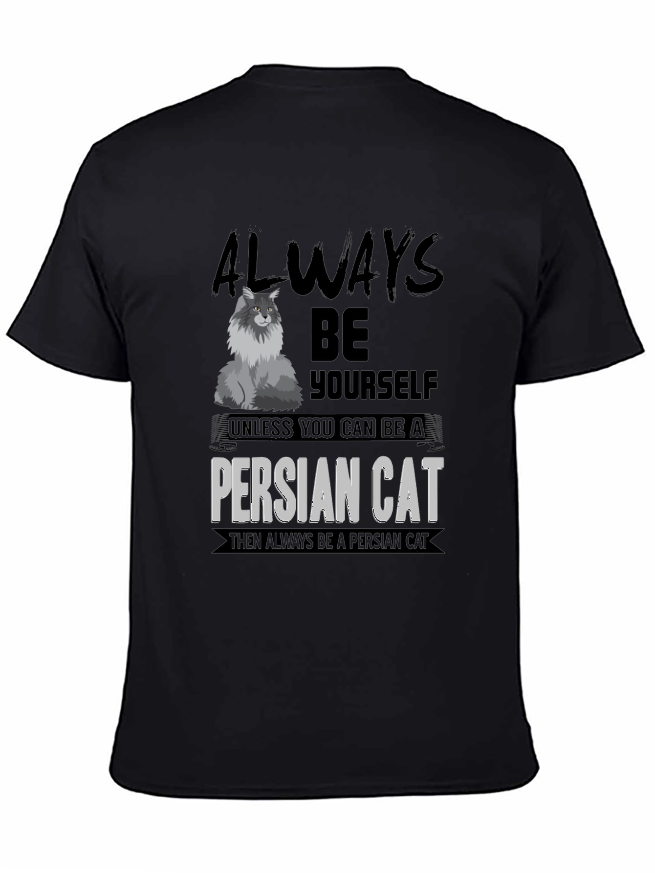 Black Funny Persian Cat T-Shirt view 4