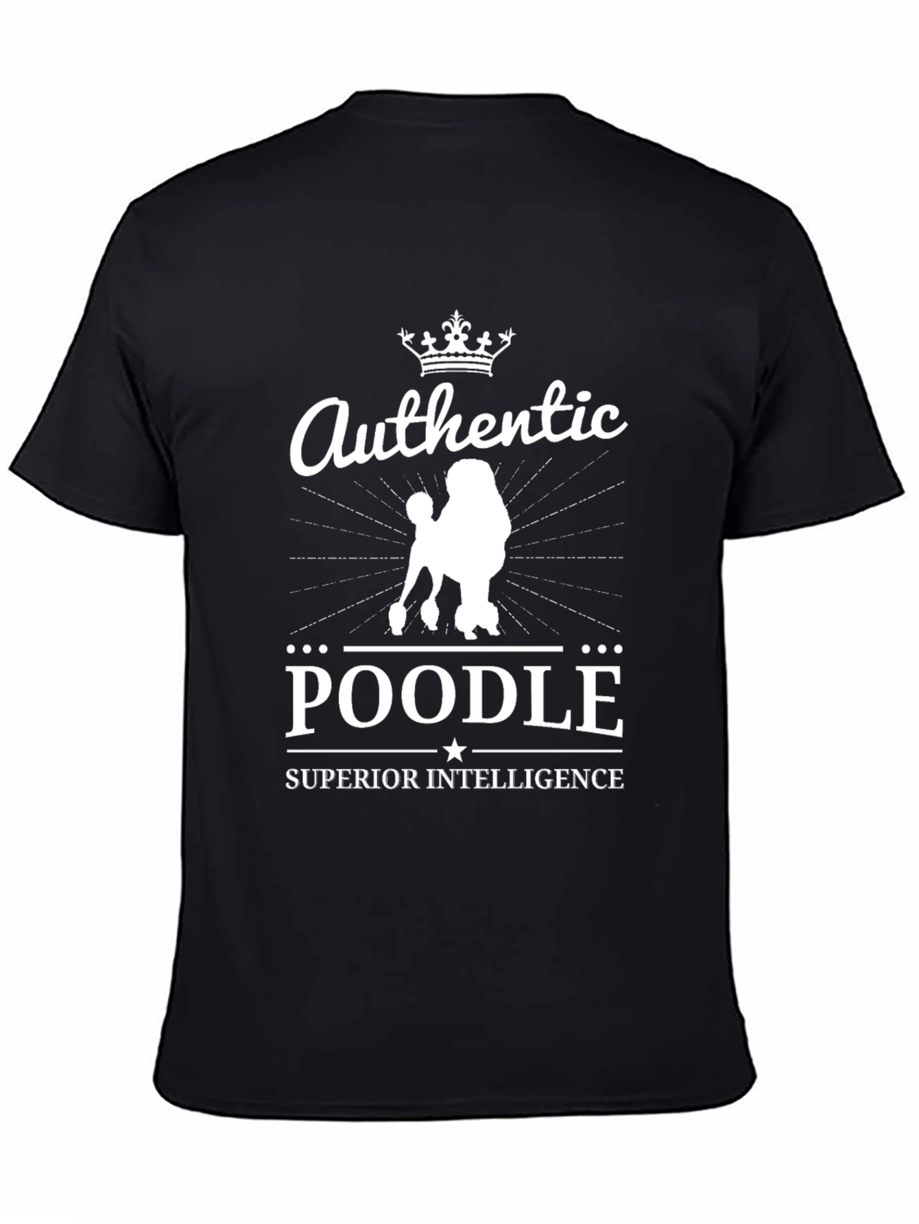 Black Authentic Poodle Superior Intelligence T-Shirt view 4