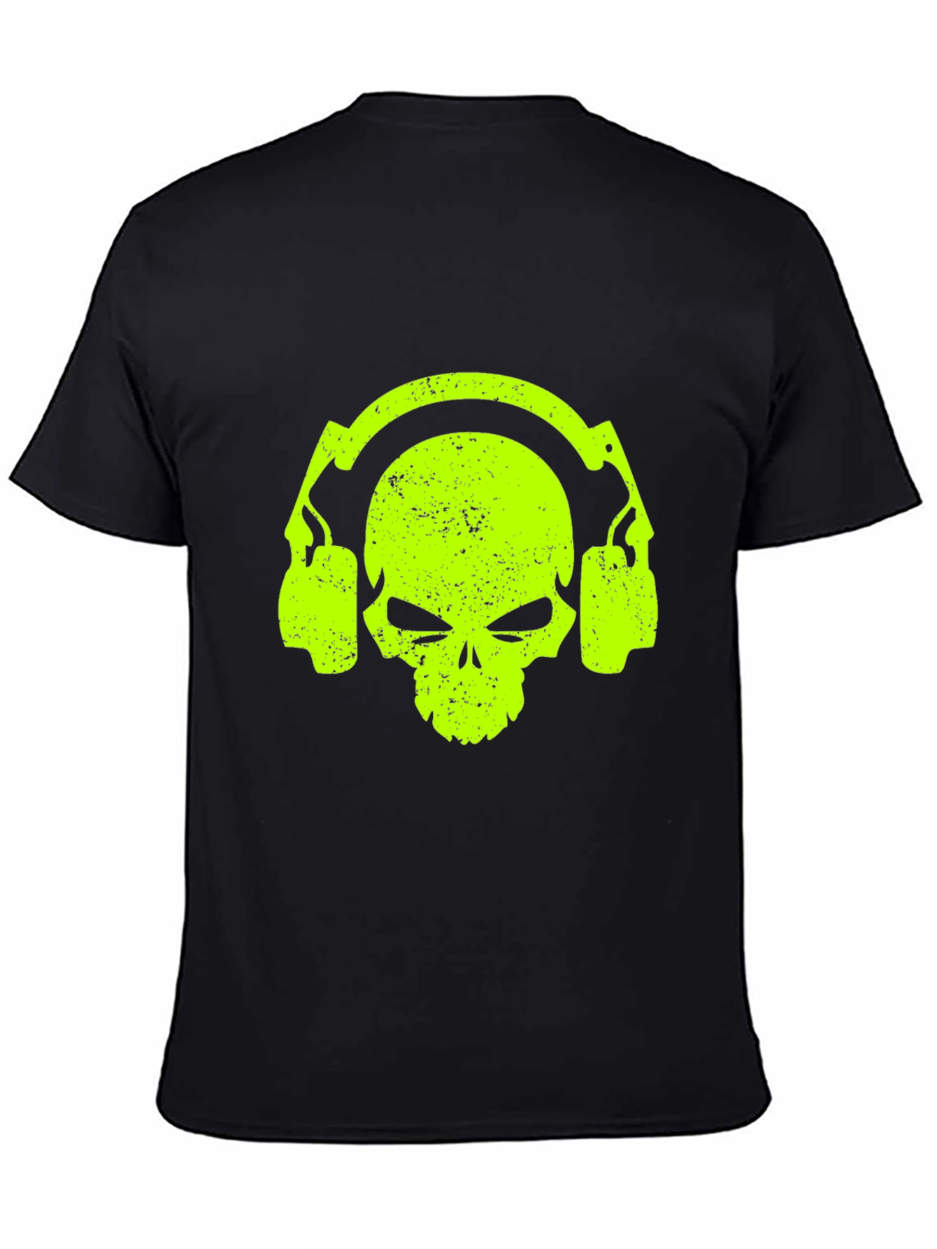 Black Skull Headphone Graphic Tee - Cool Black T-Shirt view 4