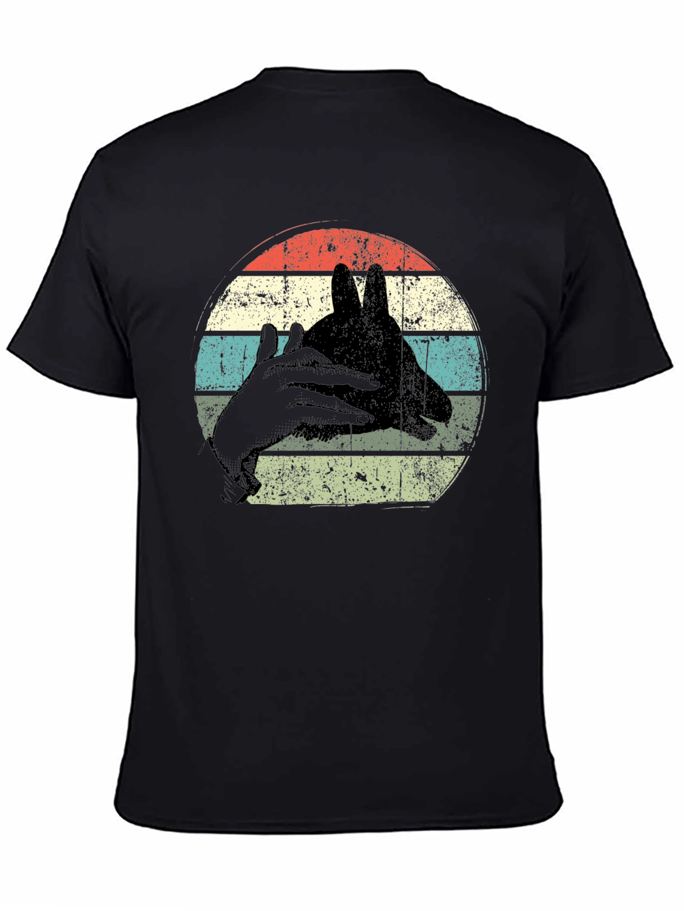 Black Vintage Shadow Puppet Rabbit Tee view 4