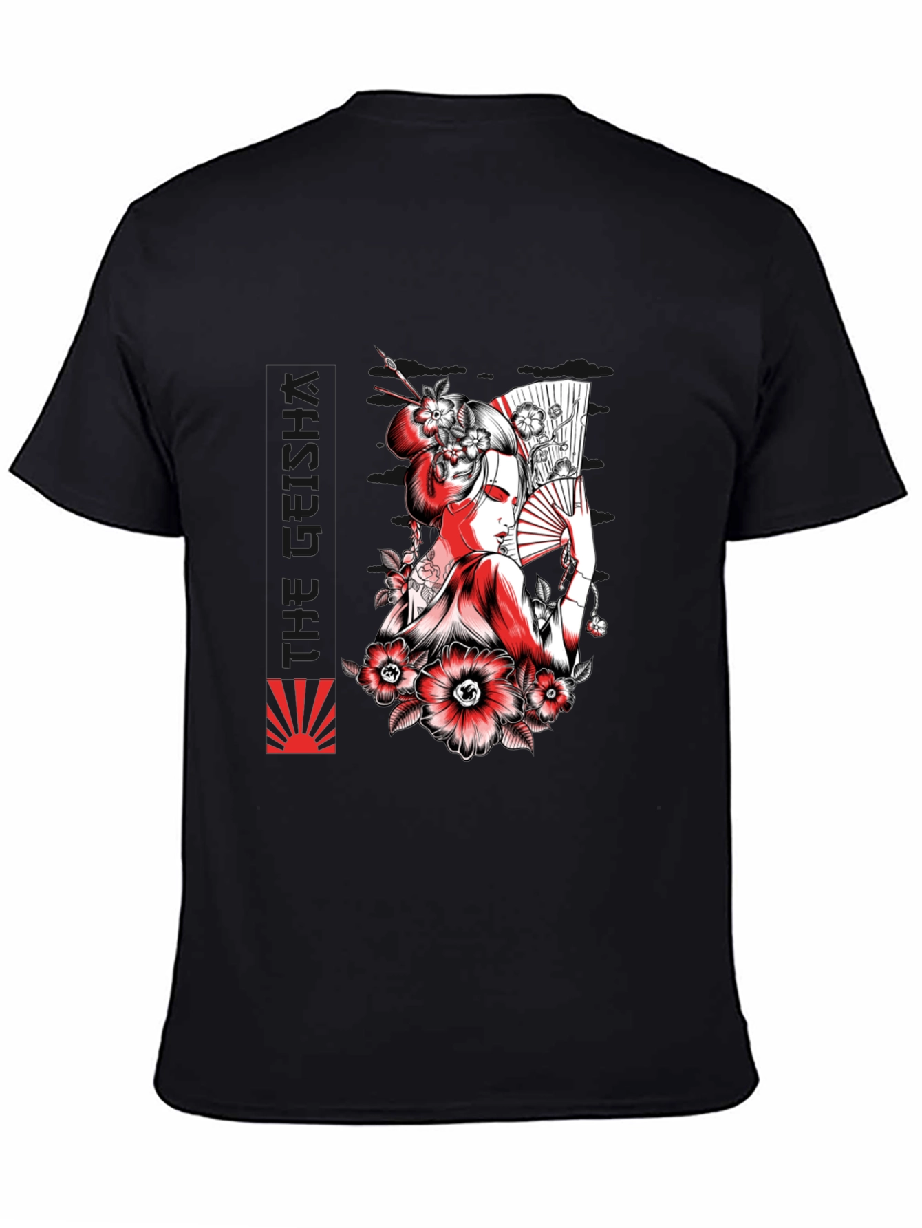 Black Geisha Art Graphic Tee - Black view 4