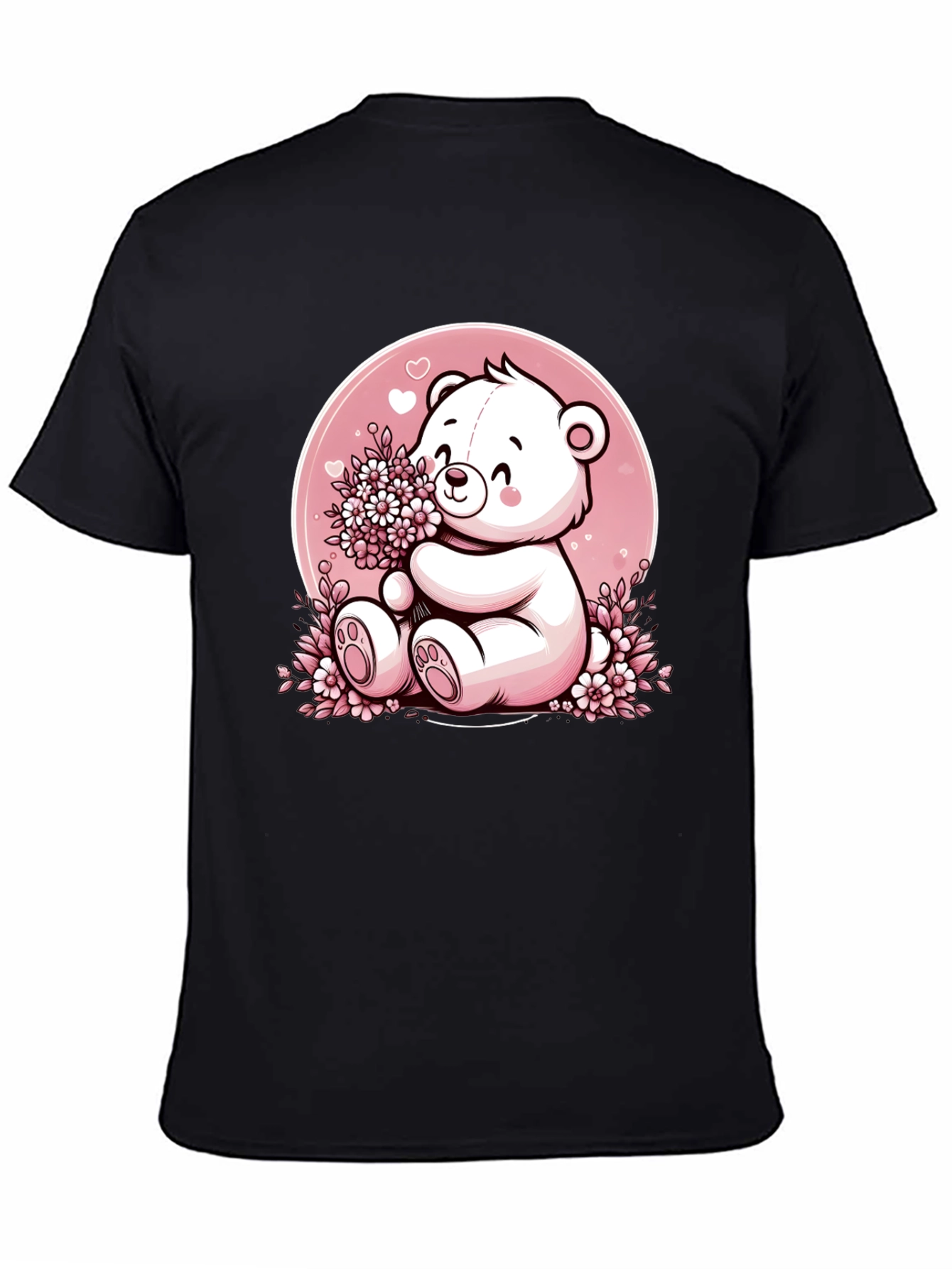 Black Cute Teddy Bear Graphic Tee view 4