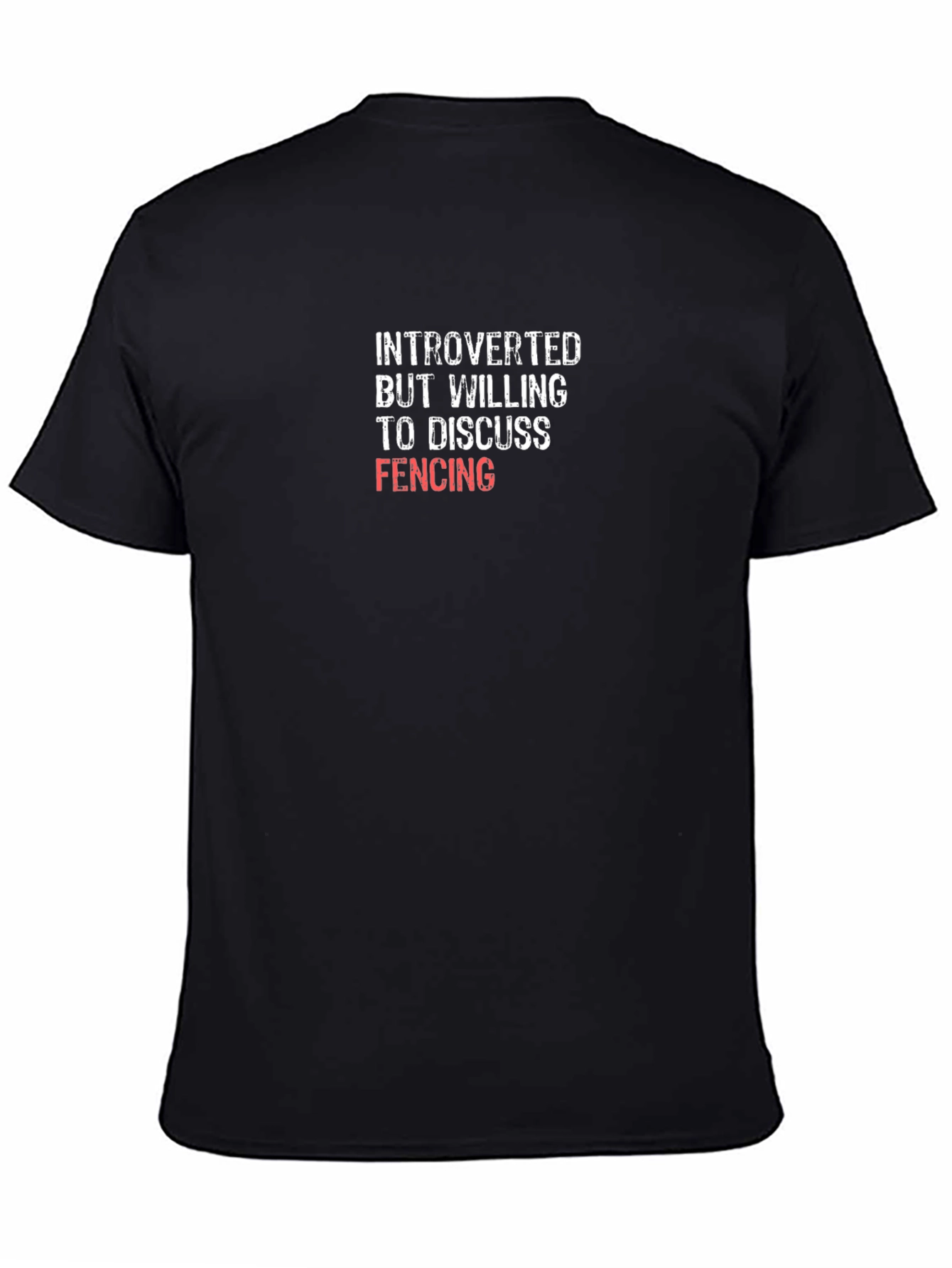 Black Introverted Fencing T-Shirt - Black Cotton Tee view 4