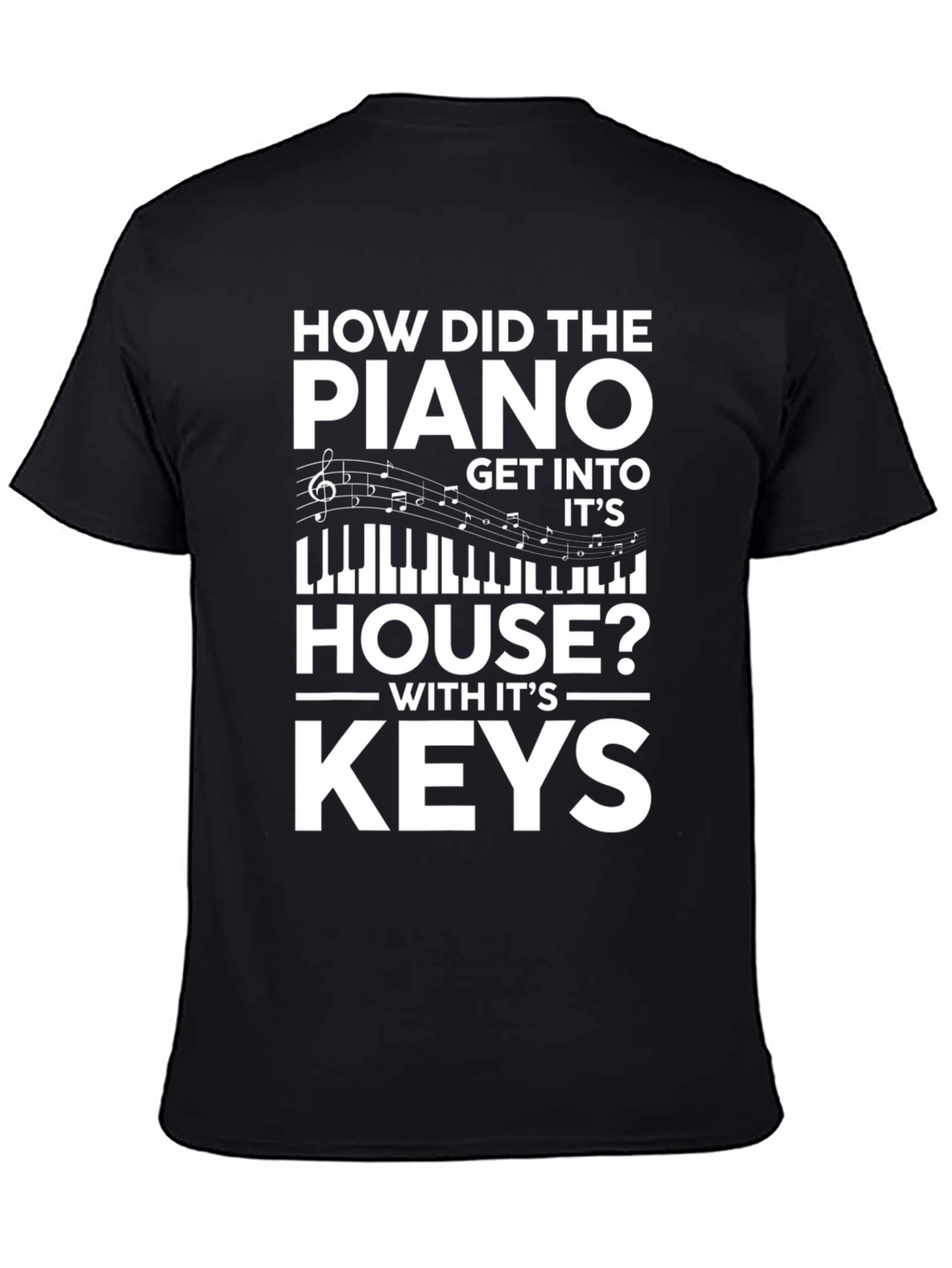 Black Piano Keys Pun T-Shirt - Musician Humor Tee view 4