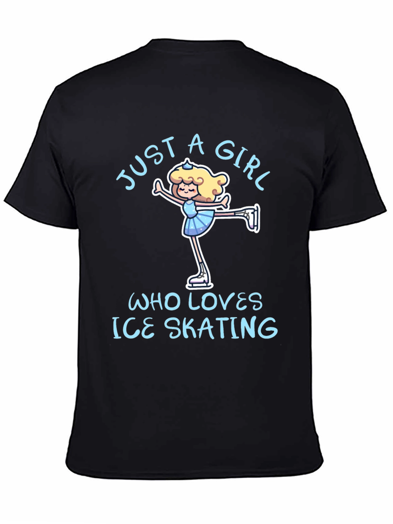 Black Just a Girl Who Loves Ice Skating T-Shirt view 4