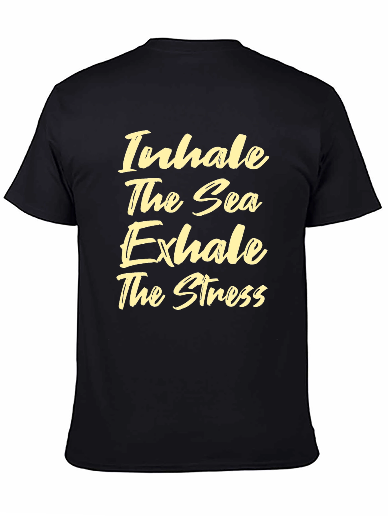Black Inhale the Sea, Exhale the Stress Black Tee view 4